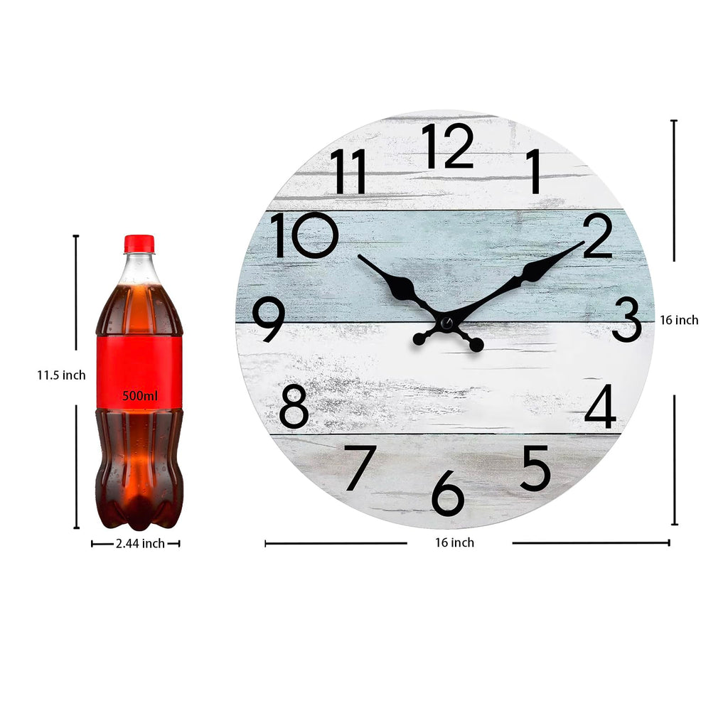 KECYET Wall Clock Silent Non-Ticking Wooden Clocks Battery Operated 8 Inch Small Country Retro Rustic and Beach Style Decorative for Kitchen, Home, Bathroom, Bedroom (Blue)