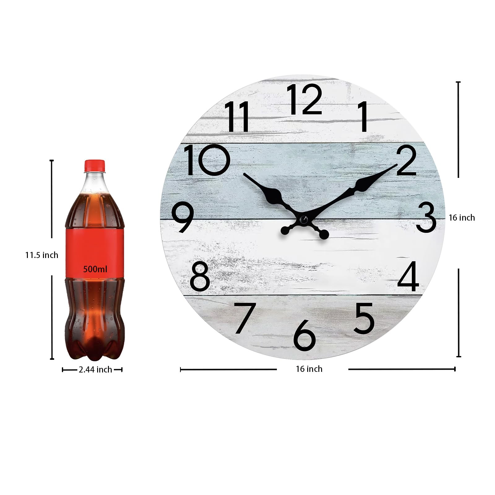KECYET Wall Clock Silent Non-Ticking Wooden Clocks Battery Operated 8 Inch Small Country Retro Rustic and Beach Style Decorative for Kitchen, Home, Bathroom, Bedroom (Blue)