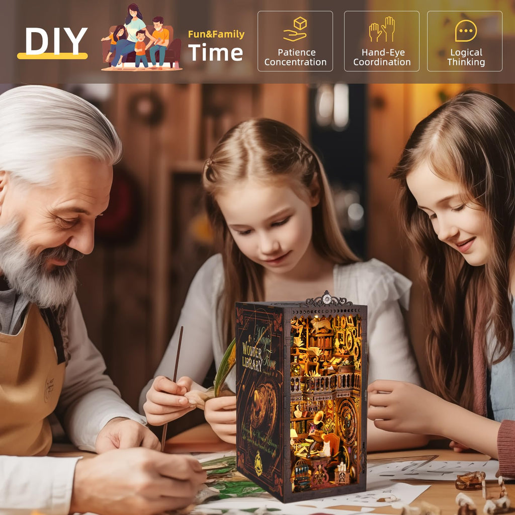 TOYQI DIY Book Nook Kit, Miniature House Dollhouse Kit for Adult and Teens, Book Nook Kits for Adults, Booknook Bookend Alley Model Build, Gifts for Family Friends - Spooky Horror Creepy Haunted House