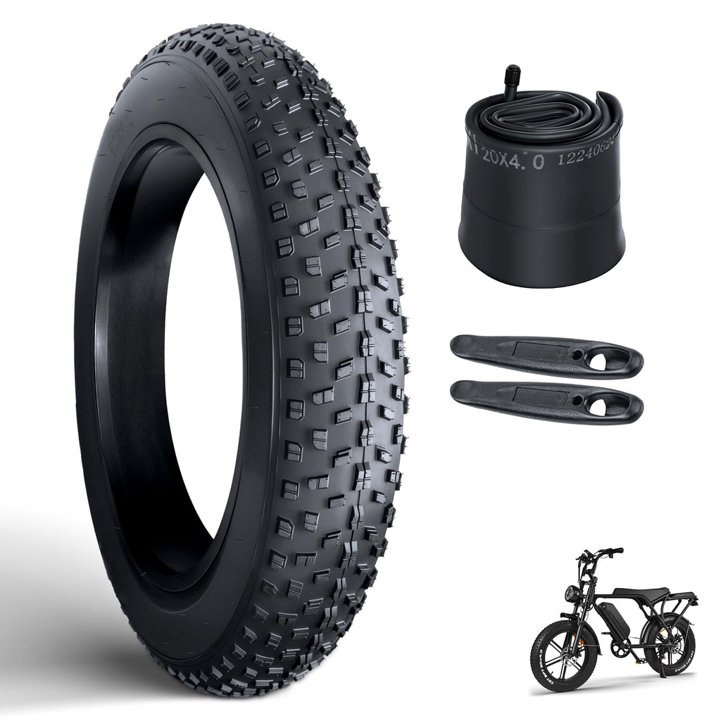 OUXI 20x4.0 Fat Tire Tube, Puncture Resistant Folding MTB Replacement Tire, 20x4.0 Fat Tyre for MTB and Ebikes, All-Terrain Directional Tread Bicycle Tires and Tubes