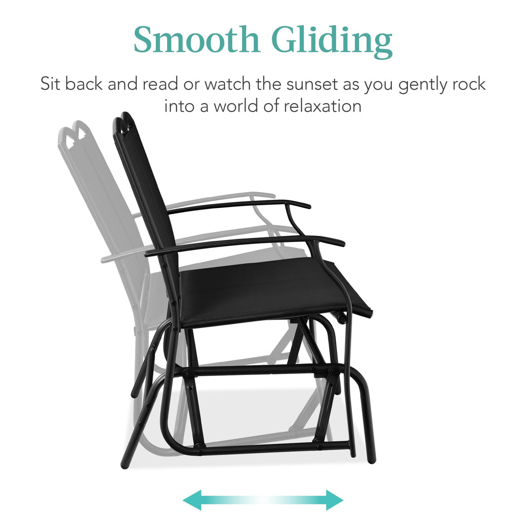 Best Choice Products 2-Person Outdoor Patio Swing Glider Steel Bench Loveseat Rocker for Deck, Porch w/Textilene Fabric, Steel Frame - Black