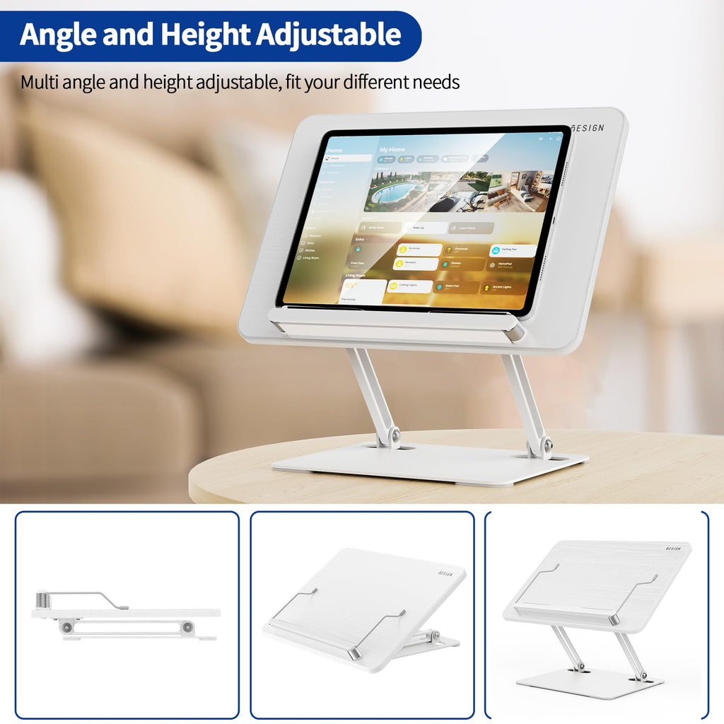 BESIGN BS01 Book Stand for Reading, Adjustable Book Holder, Ergonomic Laptop Stand with Elastic Page Clips for Music Scores, Recipe, Tablet, Laptop (Black)