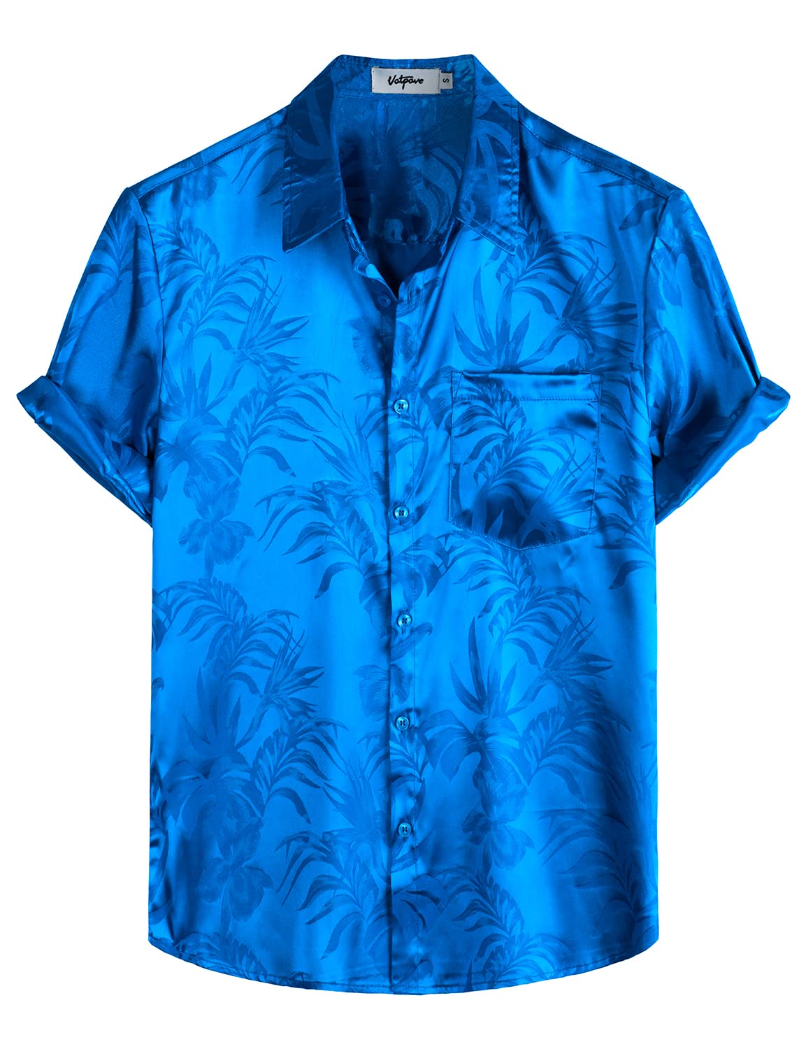 VATPAVE Mens Summer Jacquard Regular Fit Shirts Casual Button Down Short Sleeve Beach Tops with Pocket