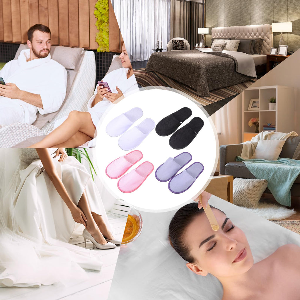 Geyoga 24 Pairs Disposable Slippers for Guests Bulk 2 Size Cotton Soft Spa Hotel House Slippers for Women Men Wedding Party Shoeless Home Indoor Travel