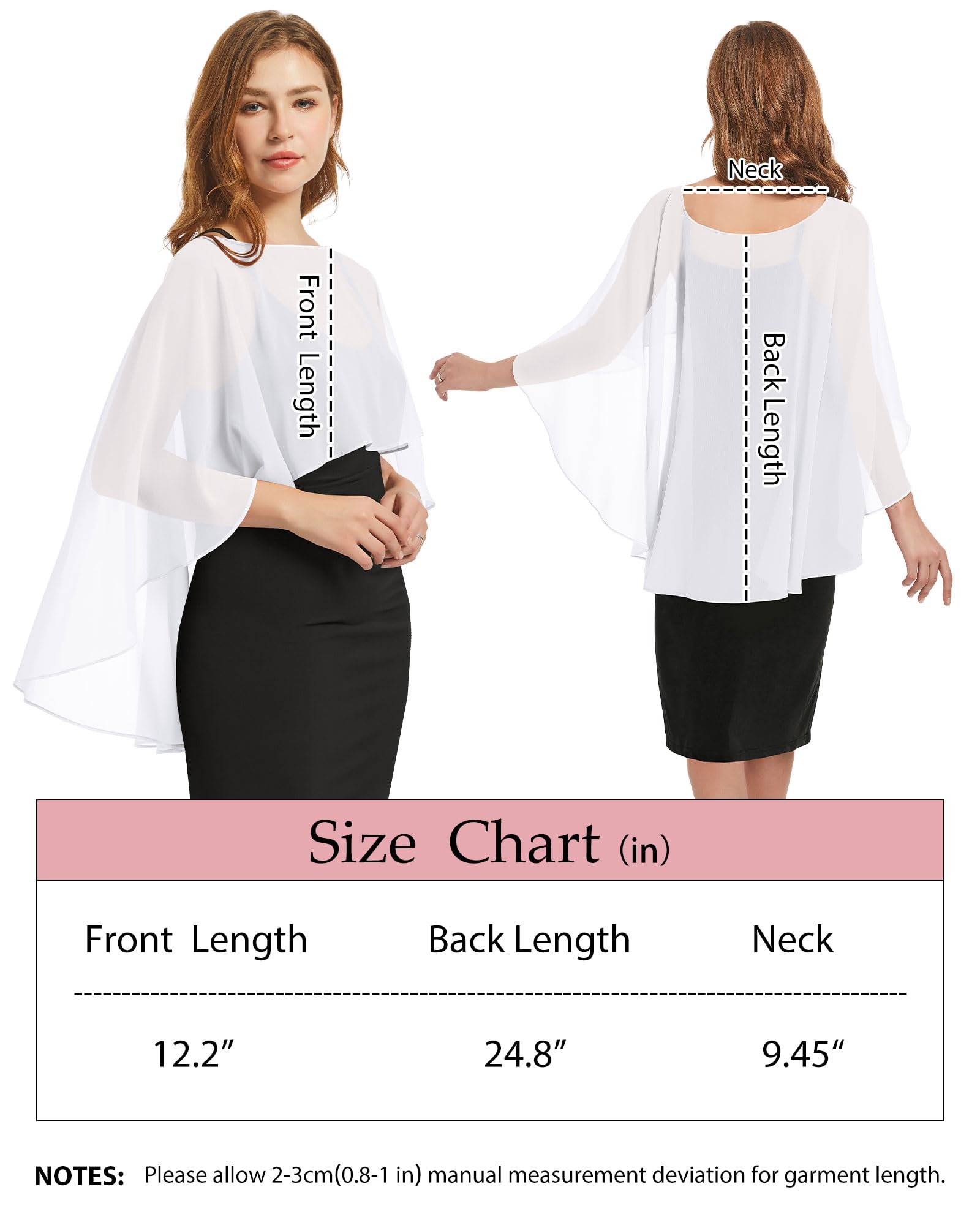 Womens Capelets Shawls and Wraps for Evening Dress Chiffon Capes Wedding Cover Up