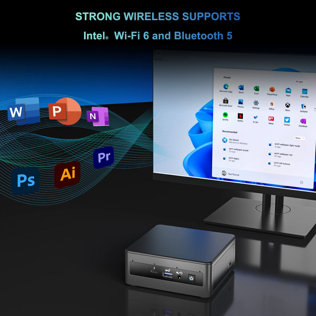 Intel NUC 11 NUC11PAHI5 Panther Canyon Mini PC, Core i5-1135G7, 16GB RAM, 512GB SSD, Mini Computers Windows 11 Pro for Business Home Office, Support 8K/Wifi 6/4K Quad Display/Bluetooth 5/Thunderbolt 3