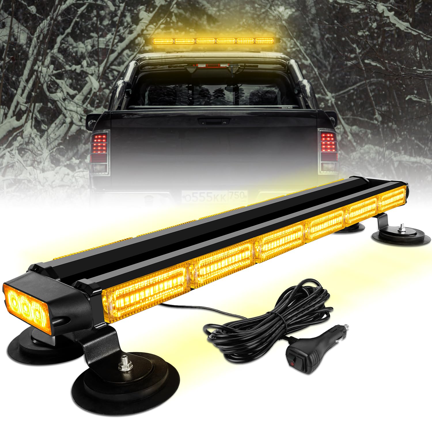 ASPL 26inch 126 LED Rooftop Emergency Strobe Lights Bar Double Side Flashing Safety Warning Traffic Advisor Light Bar Hazard Snow Plow Light for Work Trucks Vehicles Construction Tow Pickup(Amber)