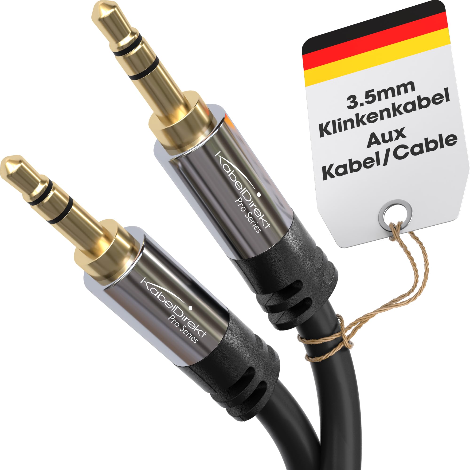 KabelDirekt – Aux Cable, Jack Cord & Audio 3.5mm Cable – 1ft – Available in 1.5-33ft – Suitable for Headphones – Mobile Phone – PC & Laptop Audio – Car – HiFi – Stereo, Black