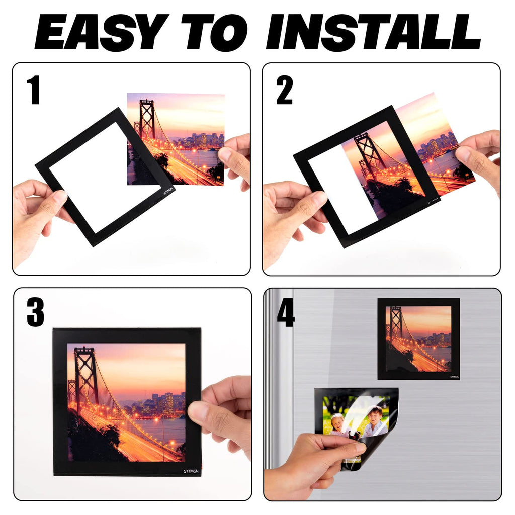 STTMGN Magnetic Picture Frames with Black Border(2.5"X3.5",12 Pack),Mini Wallet Size Magnet Photo Sleeves Pockets/Holder,Decorations for Home/Office/School/Classroom/Party
