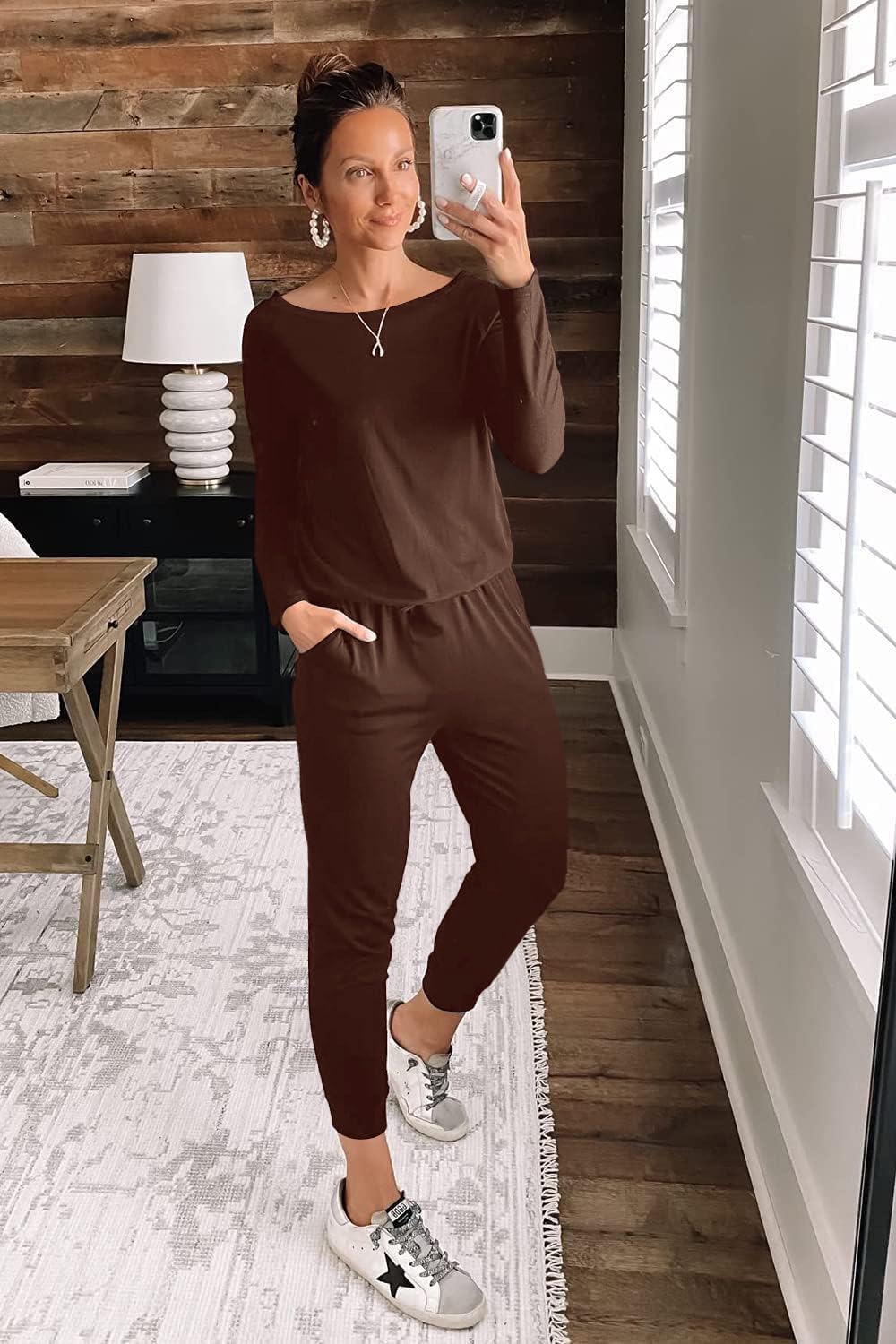 PRETTYGARDEN Jumpsuits for Women Casual 2026 Fall Long Sleeve Off Shoulder Rompers One Piece Travel Outfits Fashion Clothing
