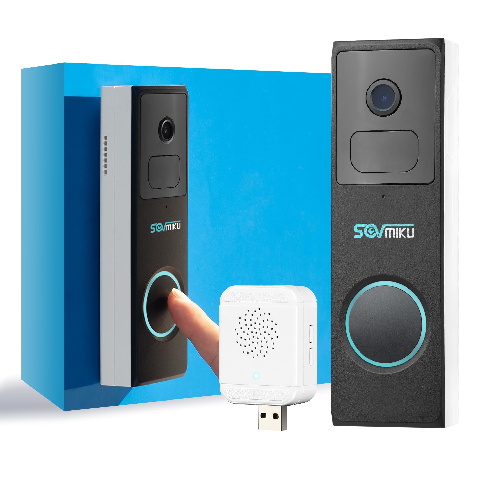 SOVMIKU Vicohome DB3 2K Smart Video Doorbell with Chime, Home Security Battery Camera Wireless, Audible Alarm, Easy to Setup, Human Detection,Two Way Audio, 2.4GHz Wi-Fi, No SD Slot