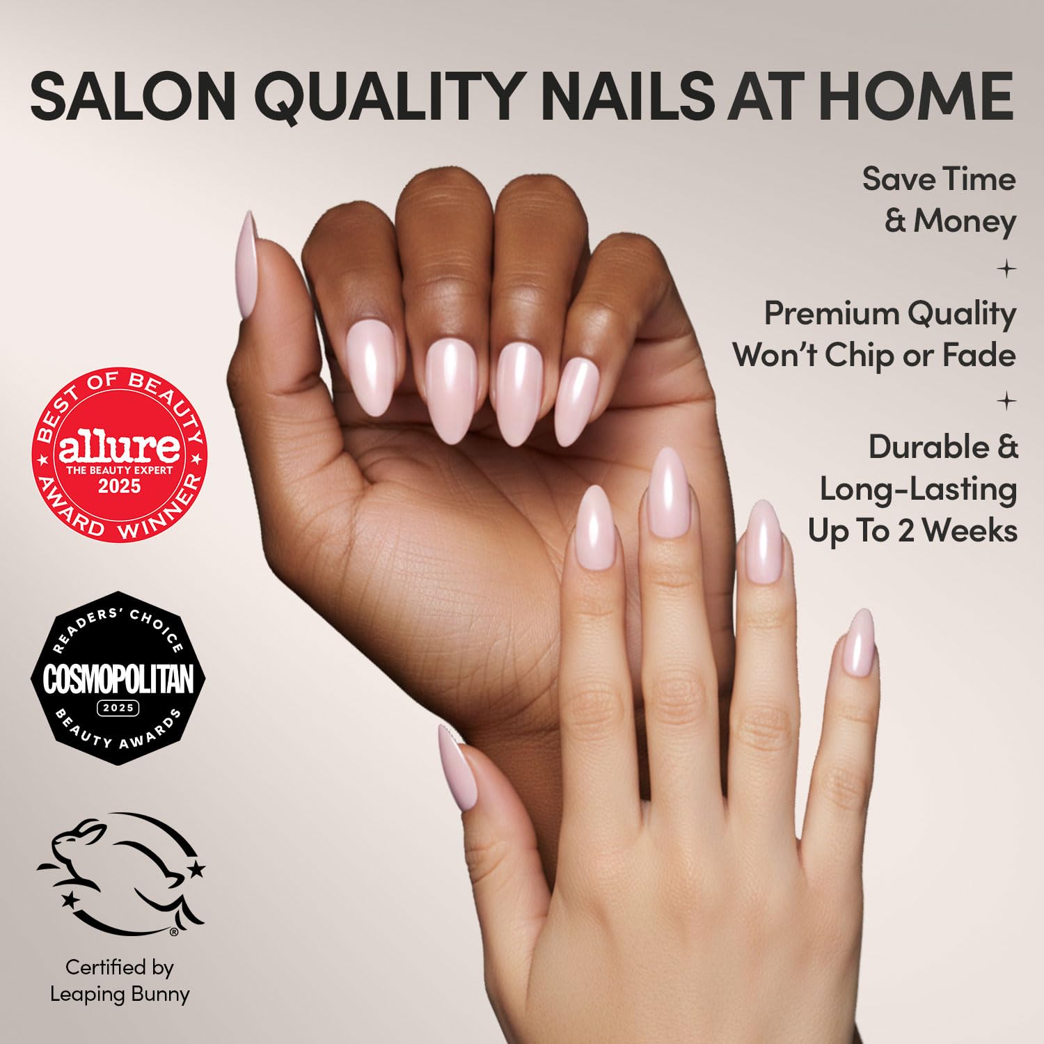 Glamnetic Press On Nails - Cashmere Blue | Opaque Soft Pale Sky Blue Short Squoval Fake Nails, Salon Quality | 15 Sizes - 30 Nail Kit