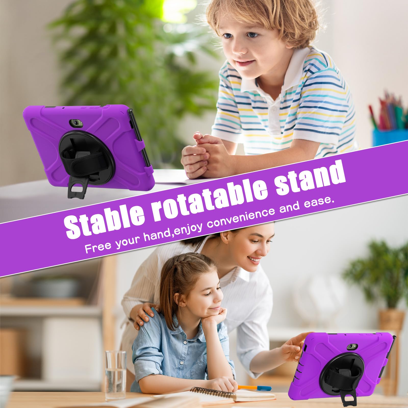 Samsung Galaxy Tab Active5/Active 3 8.0 Case, with 360 Stand, Handle Hand Strap & Shoulder Strap for Galaxy Tab Active5 8" 2024 X300/X307, Active3 8" 2020 T570/T575/T577 (Black)