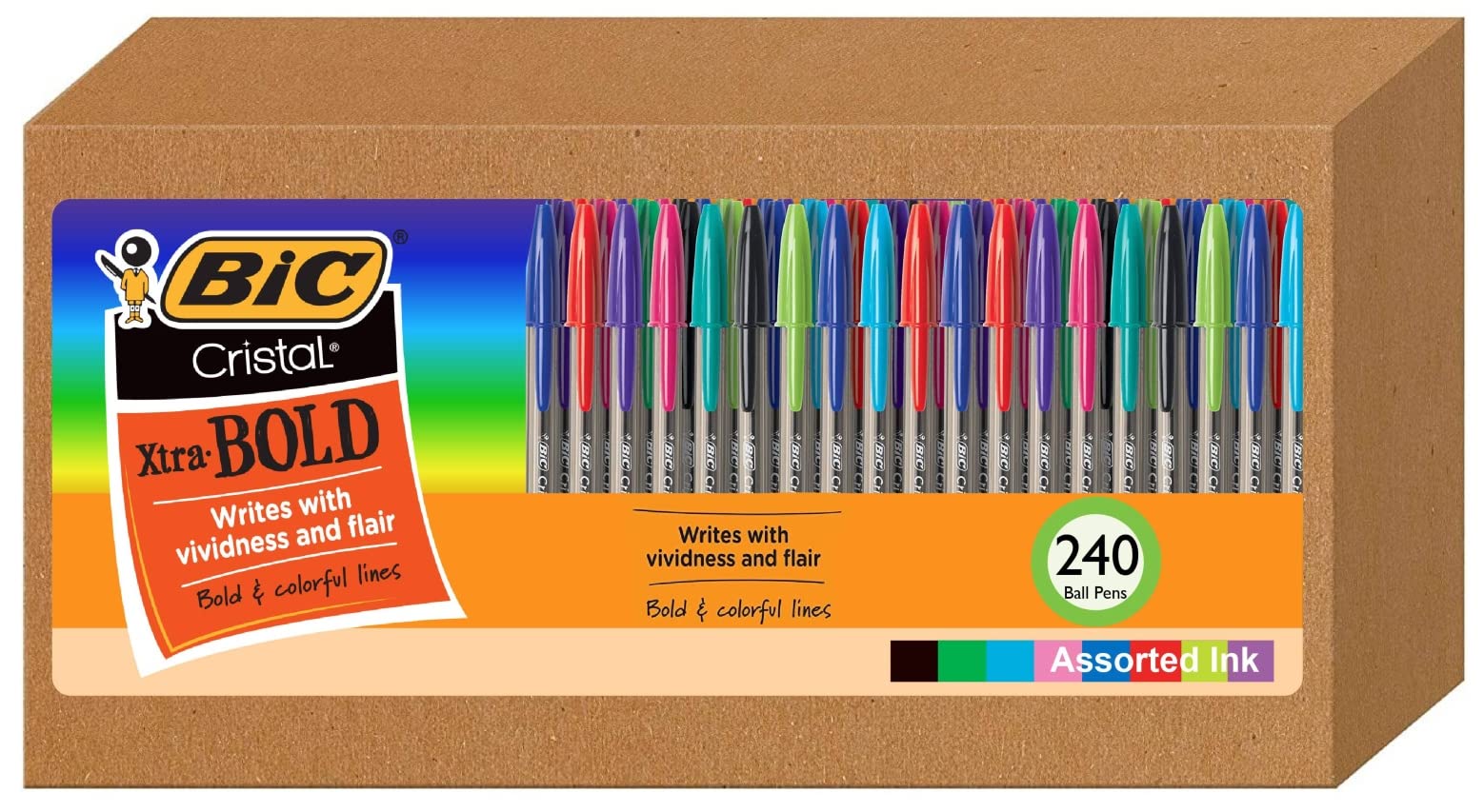 BIC Cristal Xtra Bold Ballpoint Pens, Bold Point 1.6mm, Pack of 48