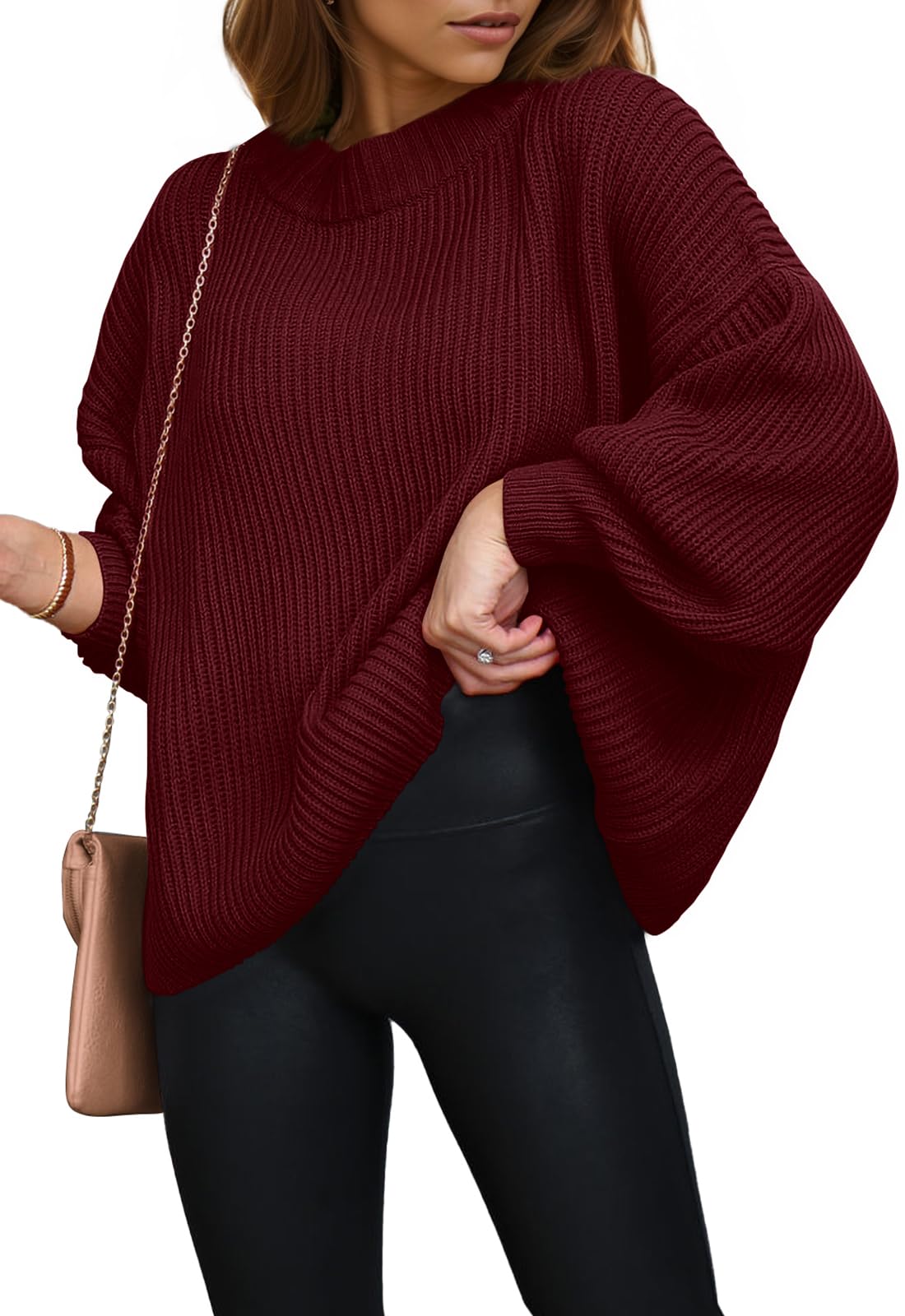 PRETTYGARDEN Womens Sweaters Spring 2026 Oversized Chunky Knitted Pullover Sweater Casual Long Sleeve Crewneck Cute Sweaters