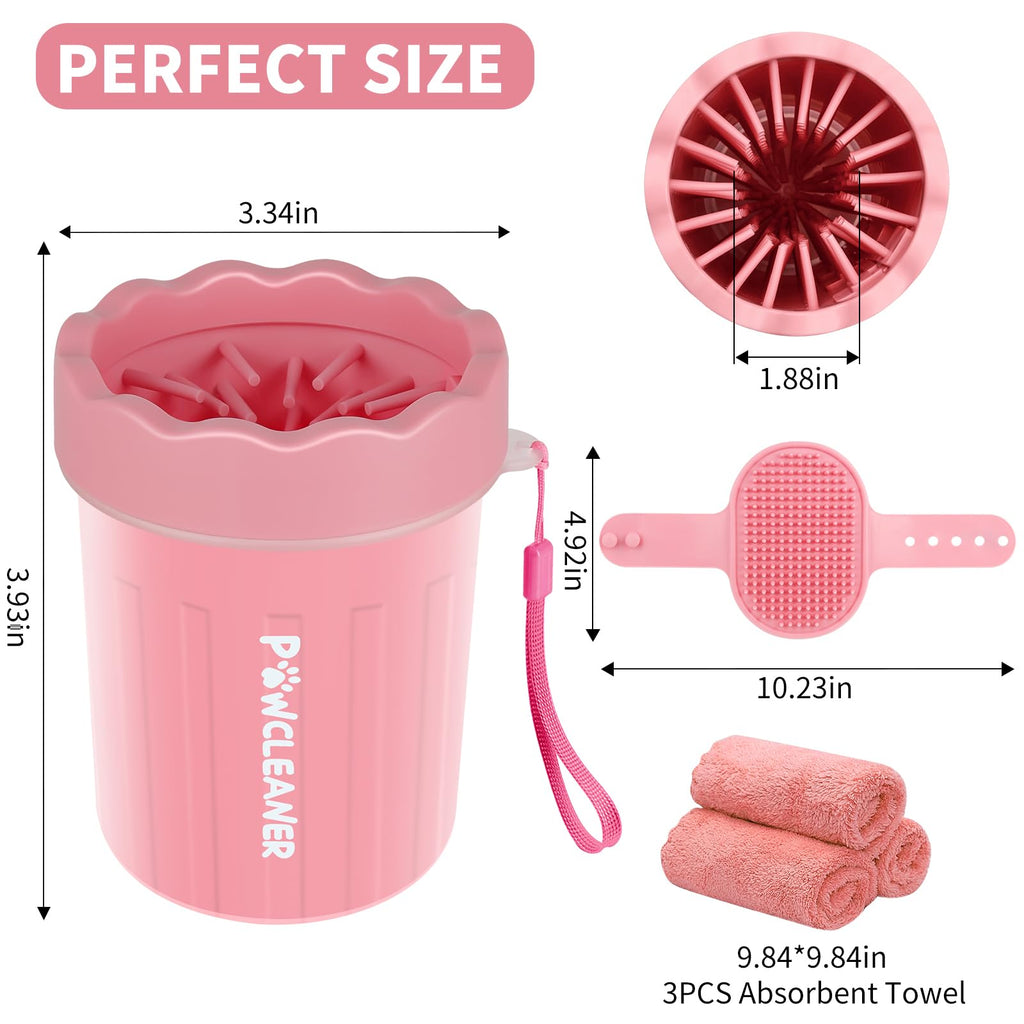 Professional 7 in 1 Dog Paw Cleaner for Dogs & Cats - Includes 1 Portable Paw Washer, 1 Bath Brush, 2 Dog Toothbrushes and 3 Absorbent Towels Note: Fits Paws up to 2 Inches Wide (Small, Black)
