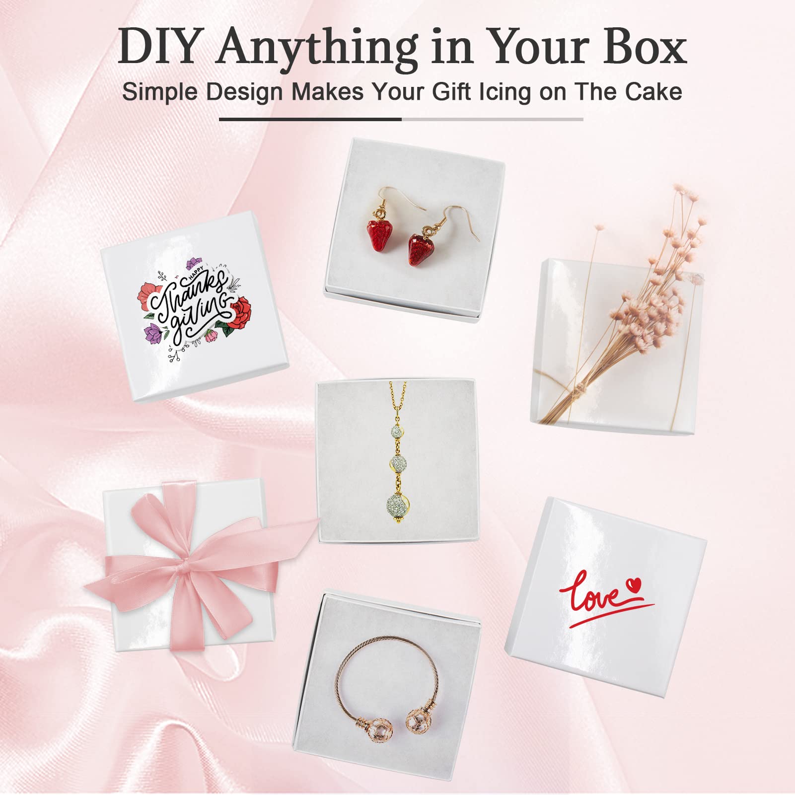 Cardboard Jewelry Black Gift Boxes 20 Pack3.5×3.5×1 inches, its apply to displaying necklaces, rings, bracelets, earrings