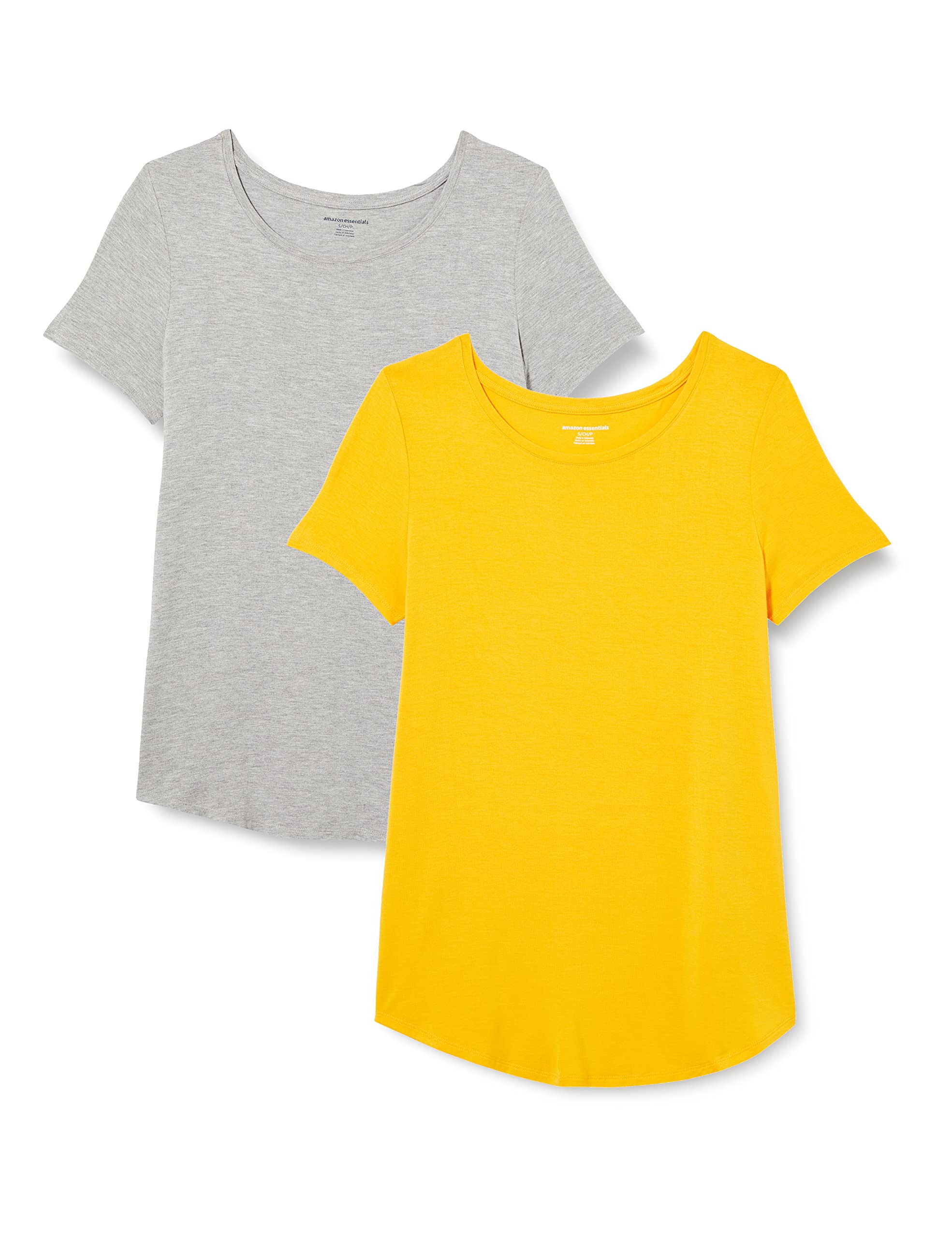 Amazon Essentials Women's Short-Sleeve Scoopneck Tunic Tops, Pack of 2