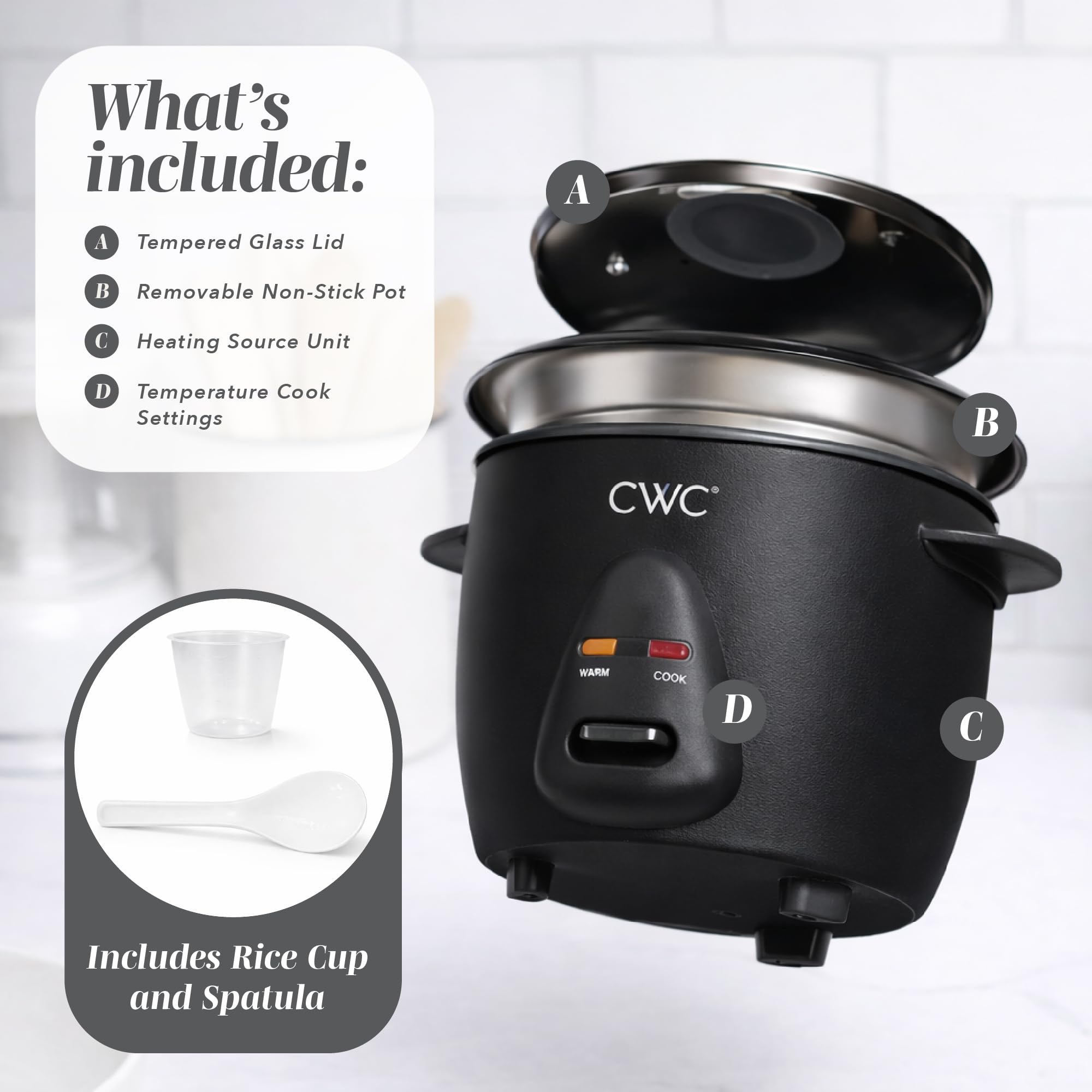 COOK WITH COLOR 6 Cup Rice Cooker 300W - Effortless Cooking and Perfectly, Cooks 3 Cups of Raw Rice for 6 Cups of Cooked Rice, Floral Blue