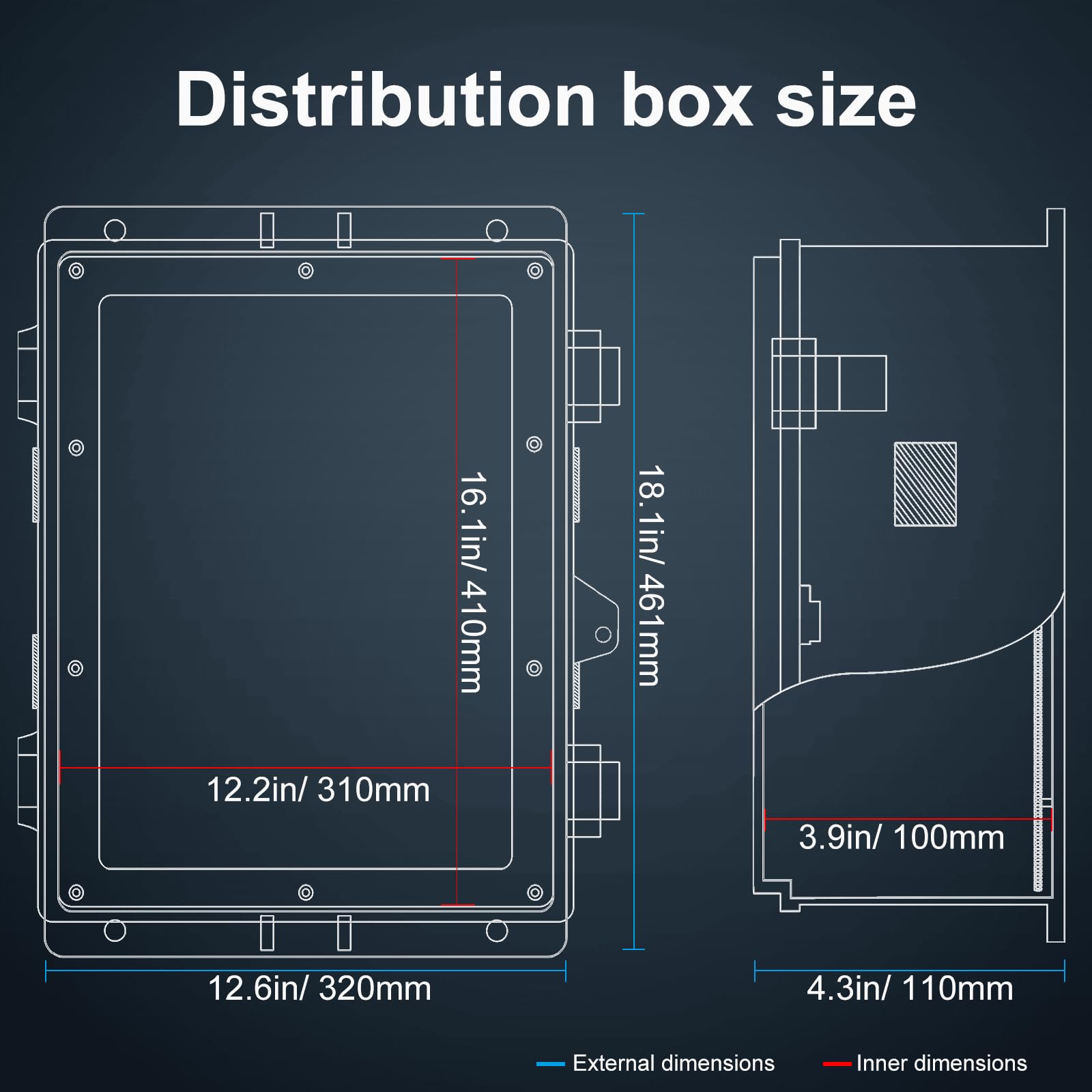 Namunanee Outdoor Electrical Junction Box, ABS Water Resistant Enclosure with Internal Mounting Panel & Hinged Cover, 9.2" H* 7" L* 4.6" W