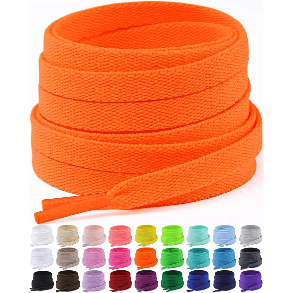 Upgrade Tight Weave Flat Shoelaces 28 Colors 5/16" Wide Shoe Laces for Sneakers - 2Pairs