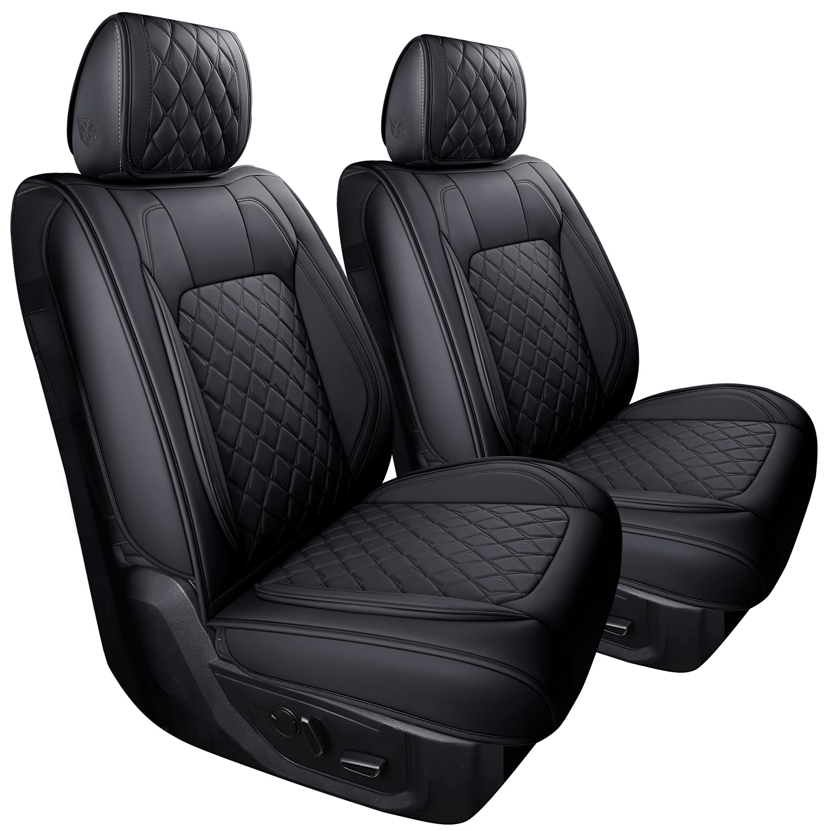 Aierxuan Dodge Ram Front Seat Covers Custom Fit 2009-2026 1500/2500/3500 Truck Pickup Crew Quad Regular Cab Heavy Duty Waterproof Leather Airbag Compatible Cushions(2 PCS Front/Black)