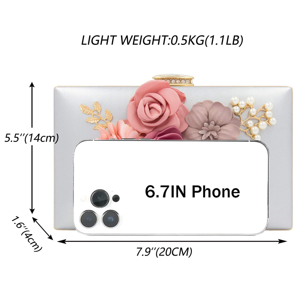 Evening Bag for Women, Flower Wedding Evening Clutch Purse Bride Floral Clutch Bag