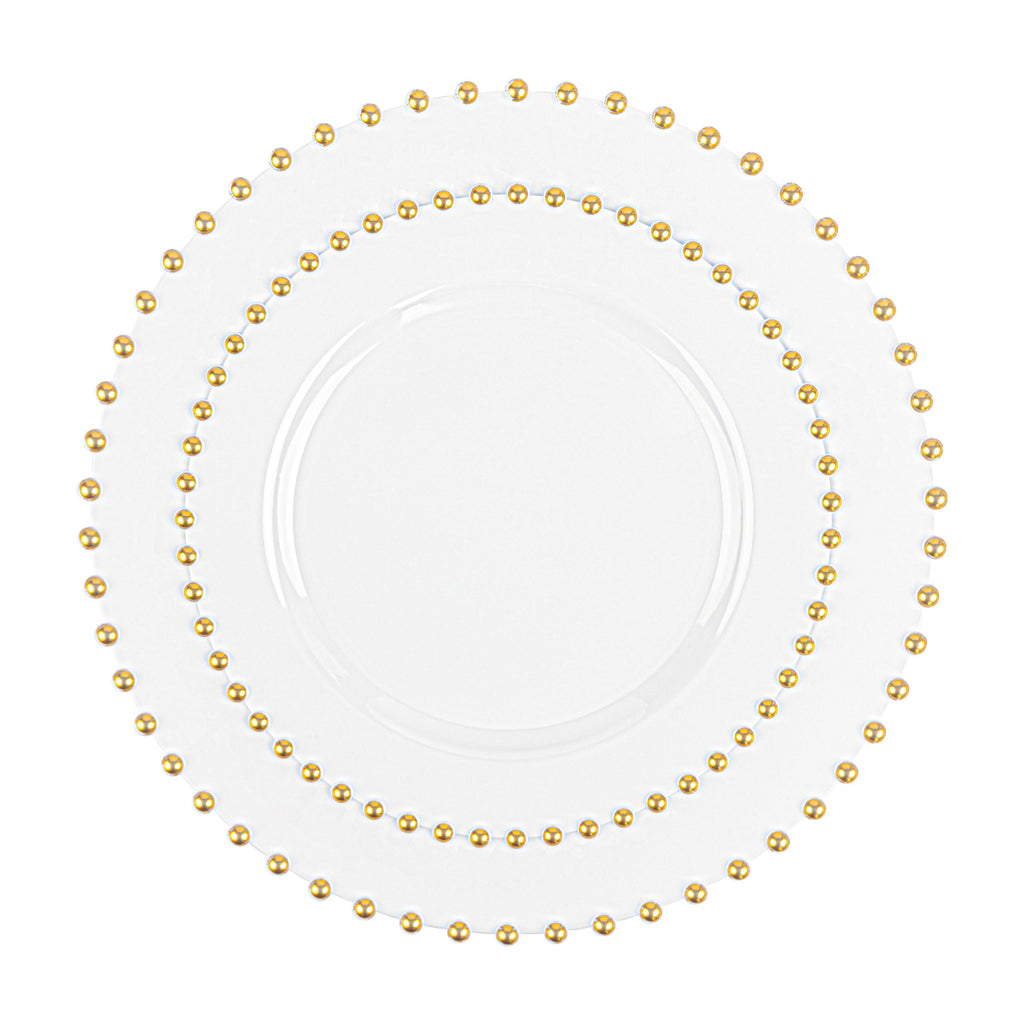 PLASTICPRO 32 Piece Combo Plastic Dinner Plates Disposable Plastic Fancy Heavy Duty Party Dishes 7 inch and 10 inch, Black and Gold Beaded