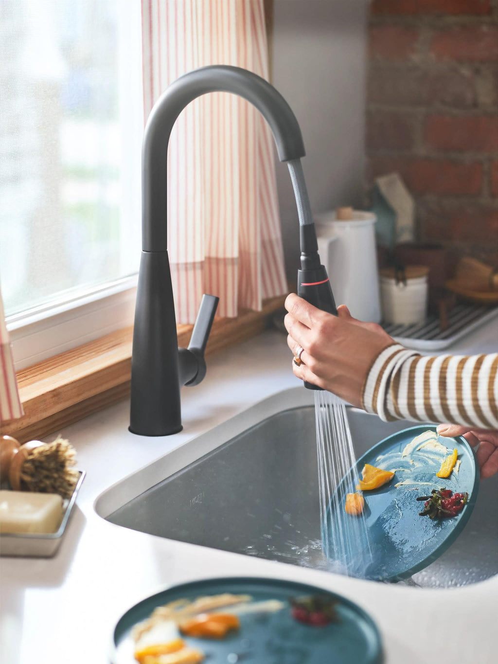 Moen Haelyn Pulldown Kitchen Faucet with Power Boost, 87627 | Pulldown sprayer, Power Boost technology, Soap dispenser included, Chrome finish, High arc faucet