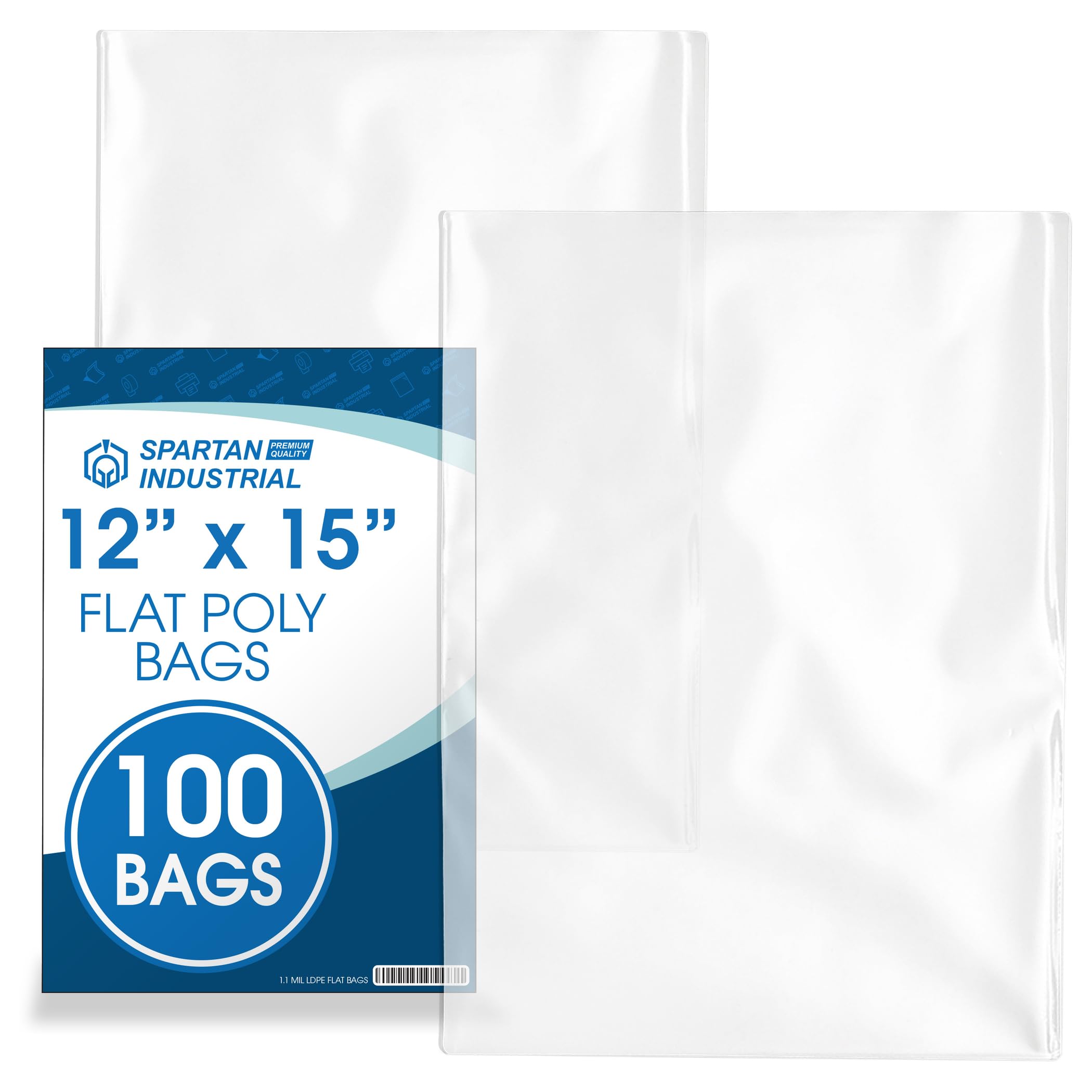 10" X 13" Open-End Flat Clear Poly Bags (100 Count) - 1.1 Mil Clear Plastic Bags for Packaging and Storage - No Adhesive Strip - Spartan Industrial