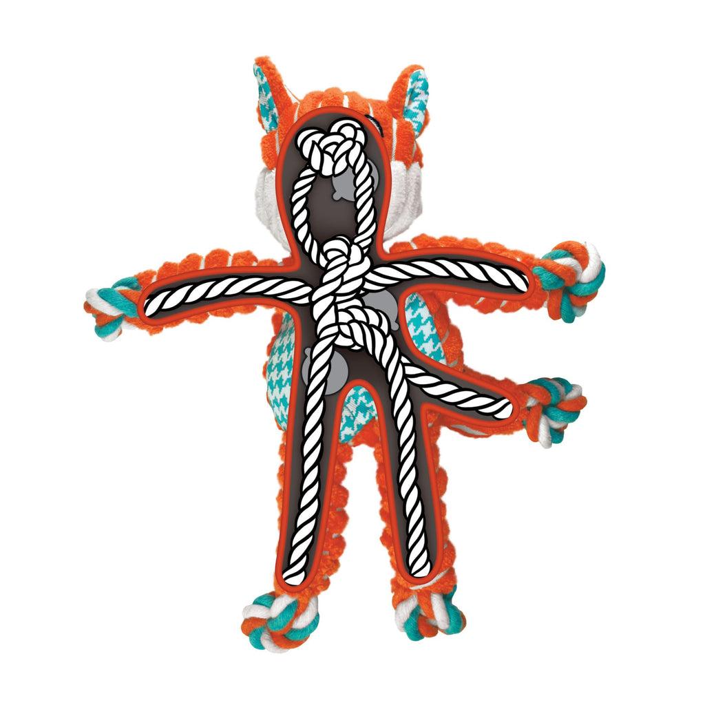 KONG Floppy Knots - Durable No‑Stuffing Squeaky Rope & Plush Dog Toy - for Teething, Playing (Bunny, Small/Medium)