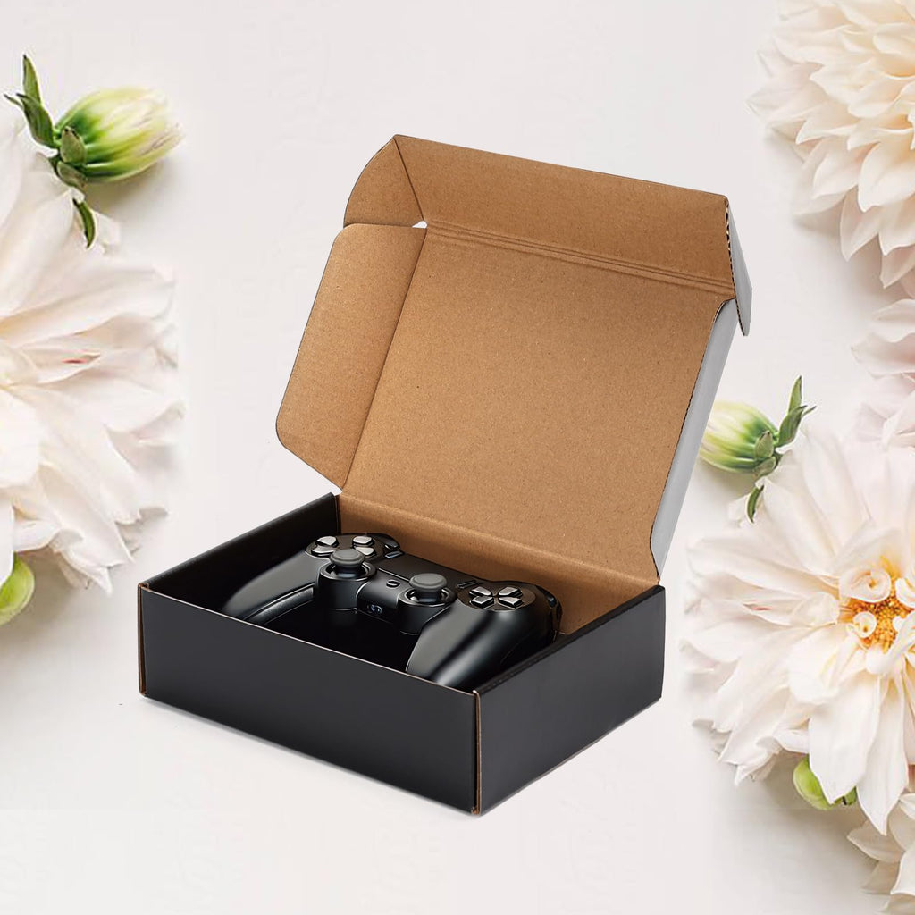 EXYGLO 40 Pack 6x4x3 Shipping Boxes, Black Corrugated Cardboard Boxes for Packaging Small Business, Moving, Shipping, Mailing, and Storing
