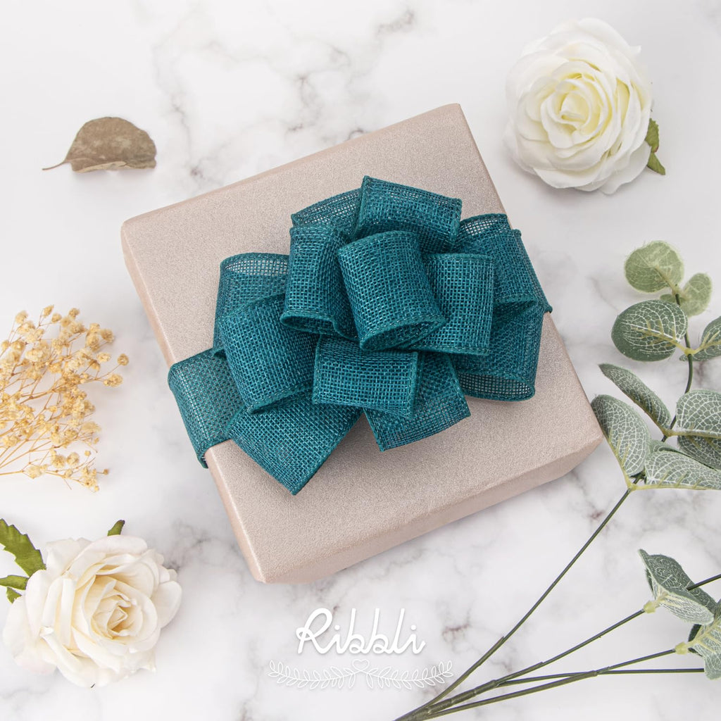 Ribbli Cinta con alambre de arpillera verde manzana, 1-1/2 pulgadas x 10 yardas, cinta con borde con alambre para lazo grande, corona, decoración de árbol, decoración al aire libre