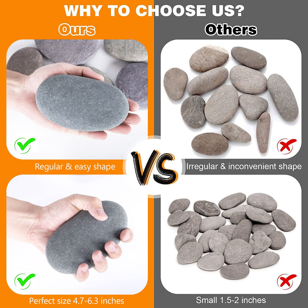 River Rocks for Painting 10 Pcs Large 2-3 Inch Flat Smooth Painting Stones Craft Rock to Paint for Kids Crafts Painting Bulk