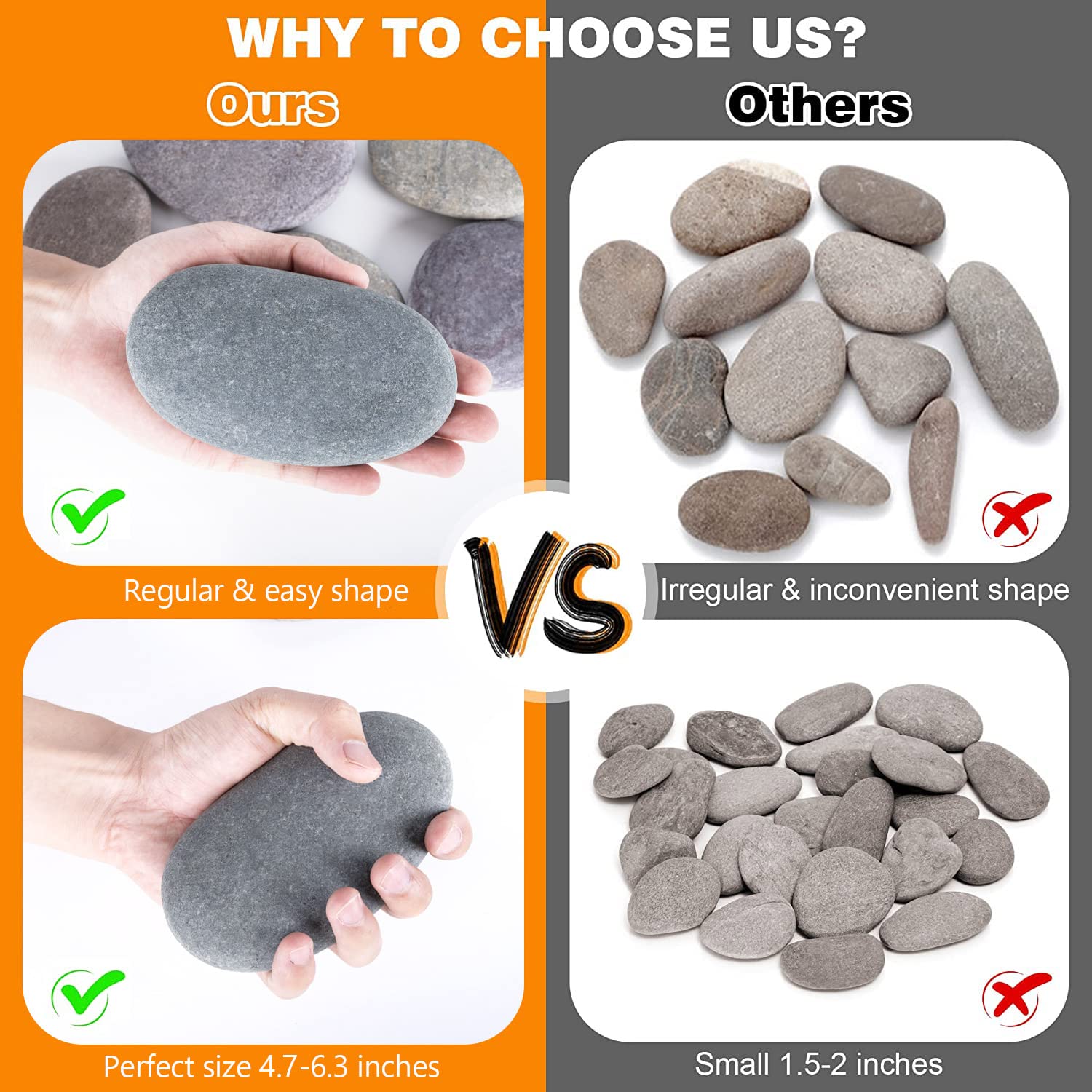 River Rocks for Painting 10 Pcs Large 2-3 Inch Flat Smooth Painting Stones Craft Rock to Paint for Kids Crafts Painting Bulk