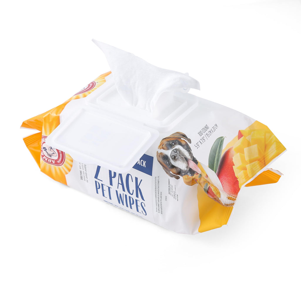Arm and Hammer for Pets Heavy Duty Multipurpose Dog Bath Wipes, Mango Scent, Travel Size - All Purpose Wipes That Remove Odor and Refresh Dog Coat Between Baths, 30 Count