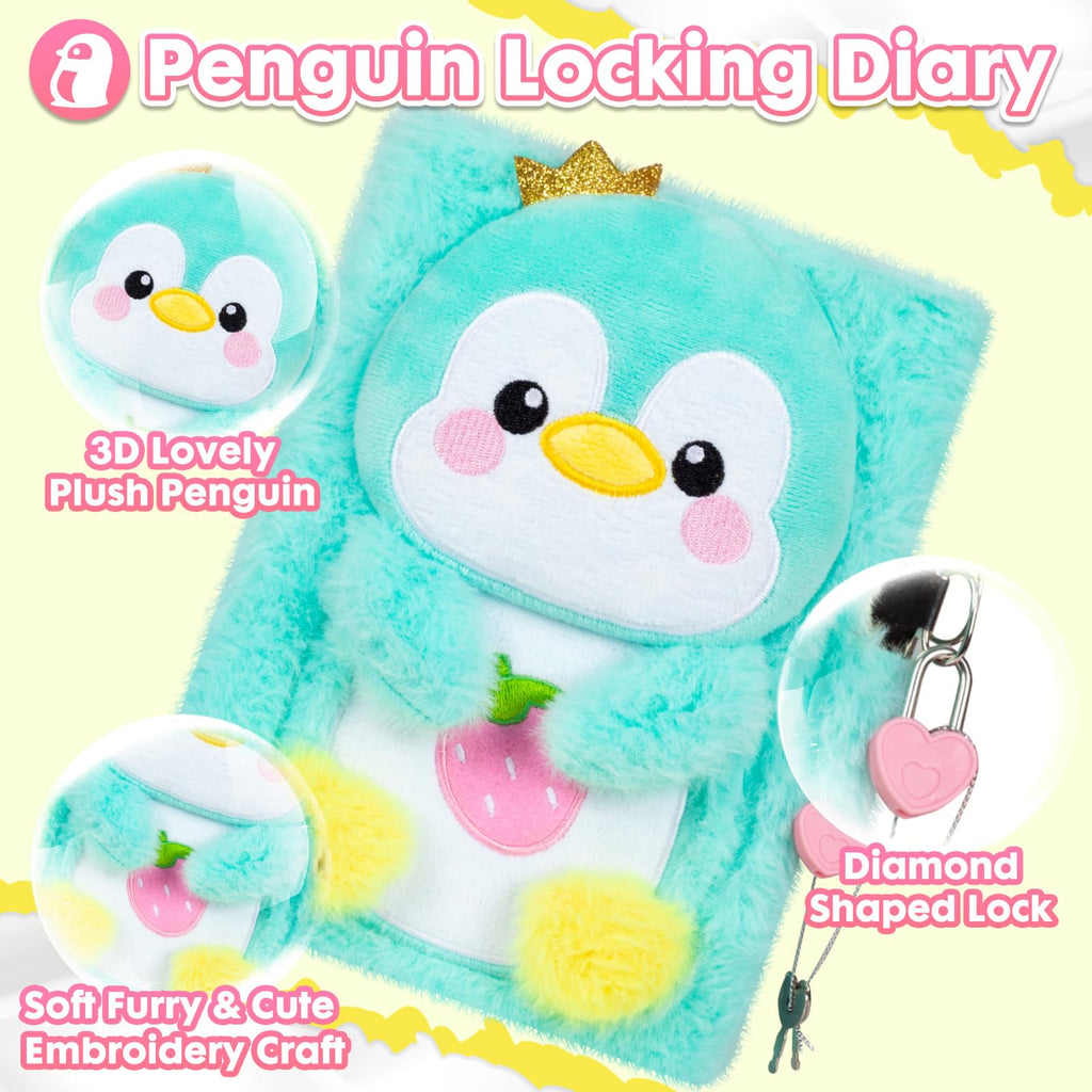 Axolotl Diary for Girls with Lock, Plush Axolotl Toys Gift for Teen Girls, Kids Writing Journal Notebook, Birthday Gifts for Little Girls Ages 5 6 7 8 9 10-12 Year Old