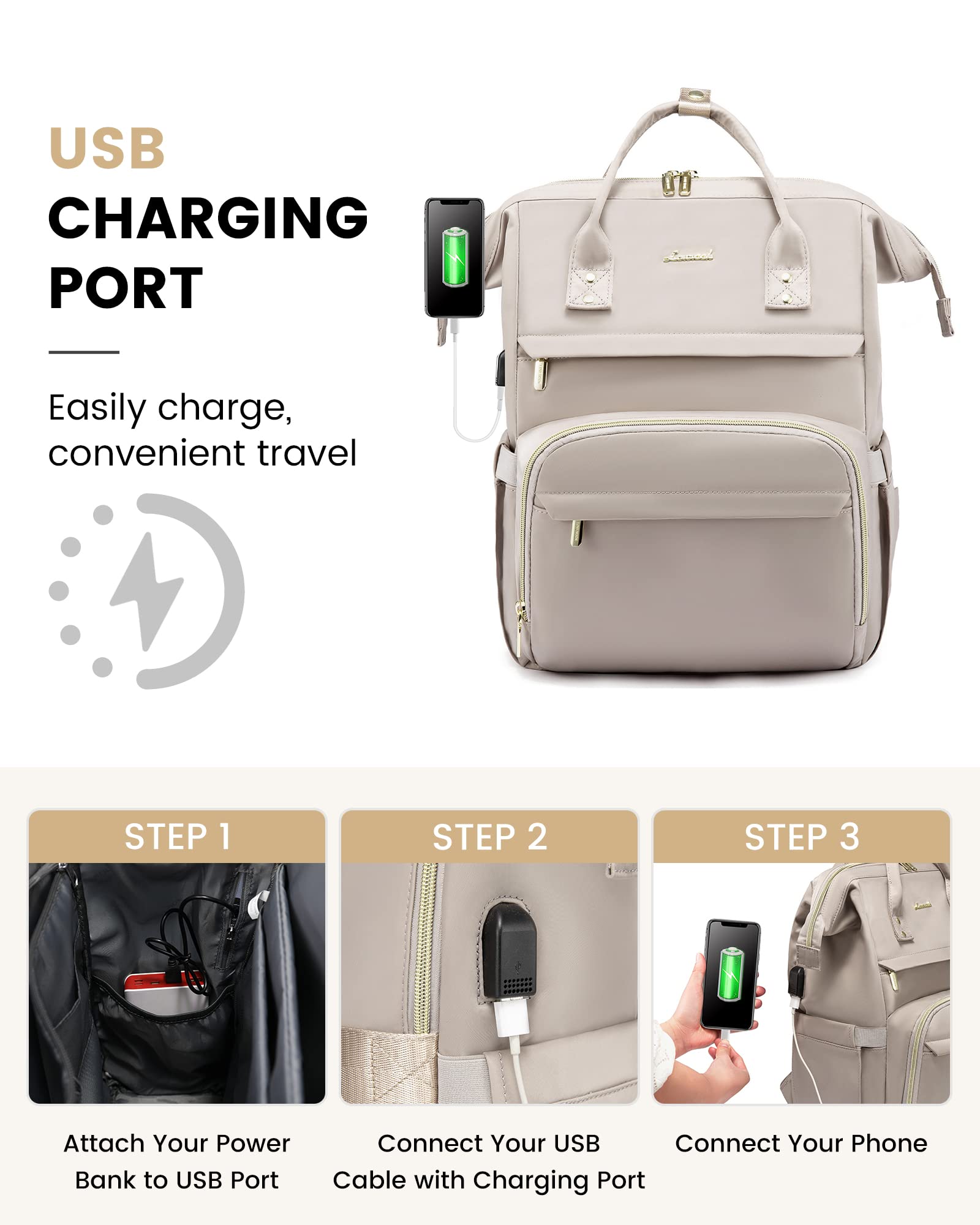 LOVEVOOK Laptop Backpack for Women with Giant Tumbler Holder Pocket, 15.6 Inch Work Daypack for Teacher Nurse, Computer College Bookbag Purse, Waterproof Travel Back Pack with USB Charging Port