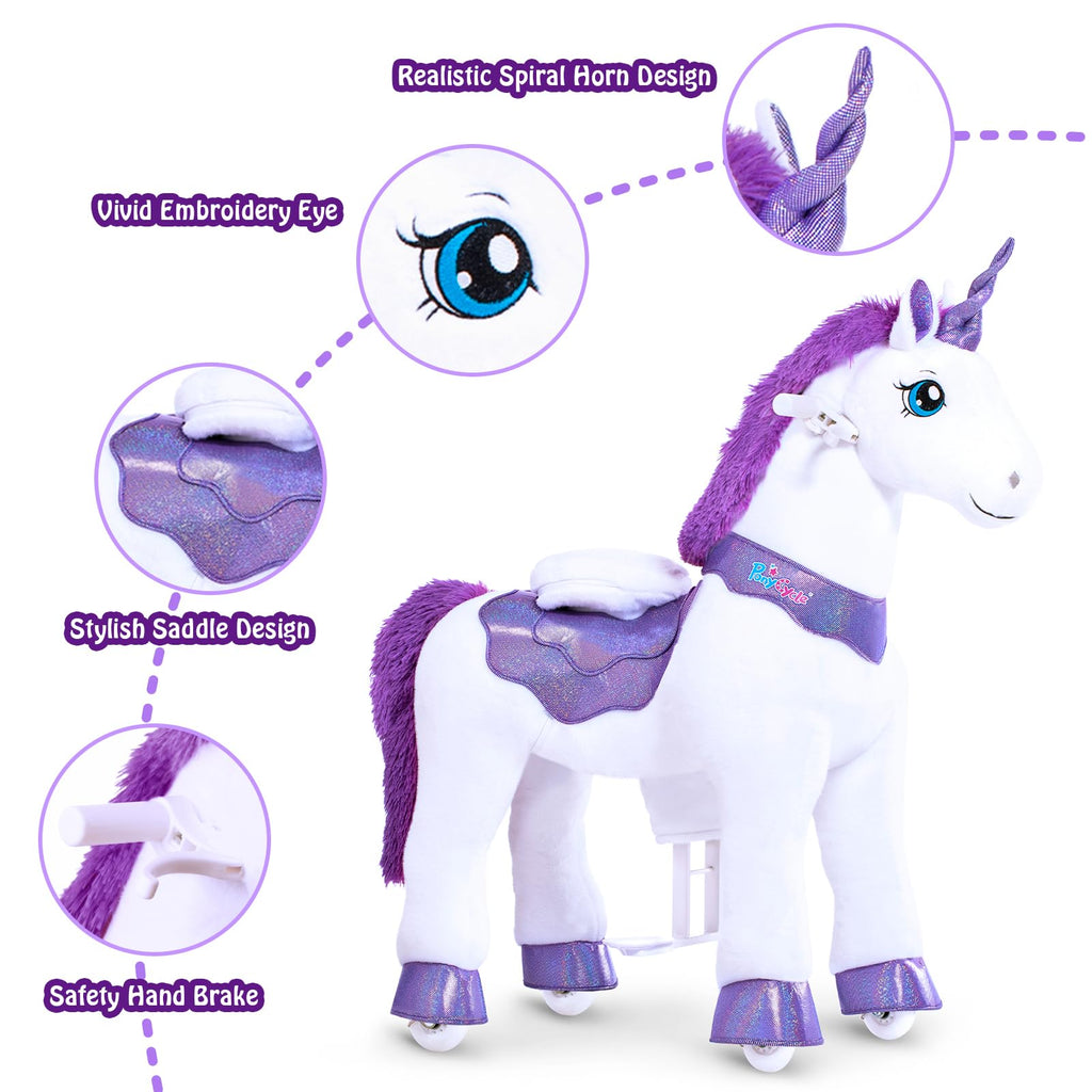PonyCycle Ride on Toys Riding Black Horse Toys No Battery Required (with Brake/ 30" Height/Size 3) Pony Rider Walking Animals Rocking Horse Ride on Horse for Kids Riding Toys E338