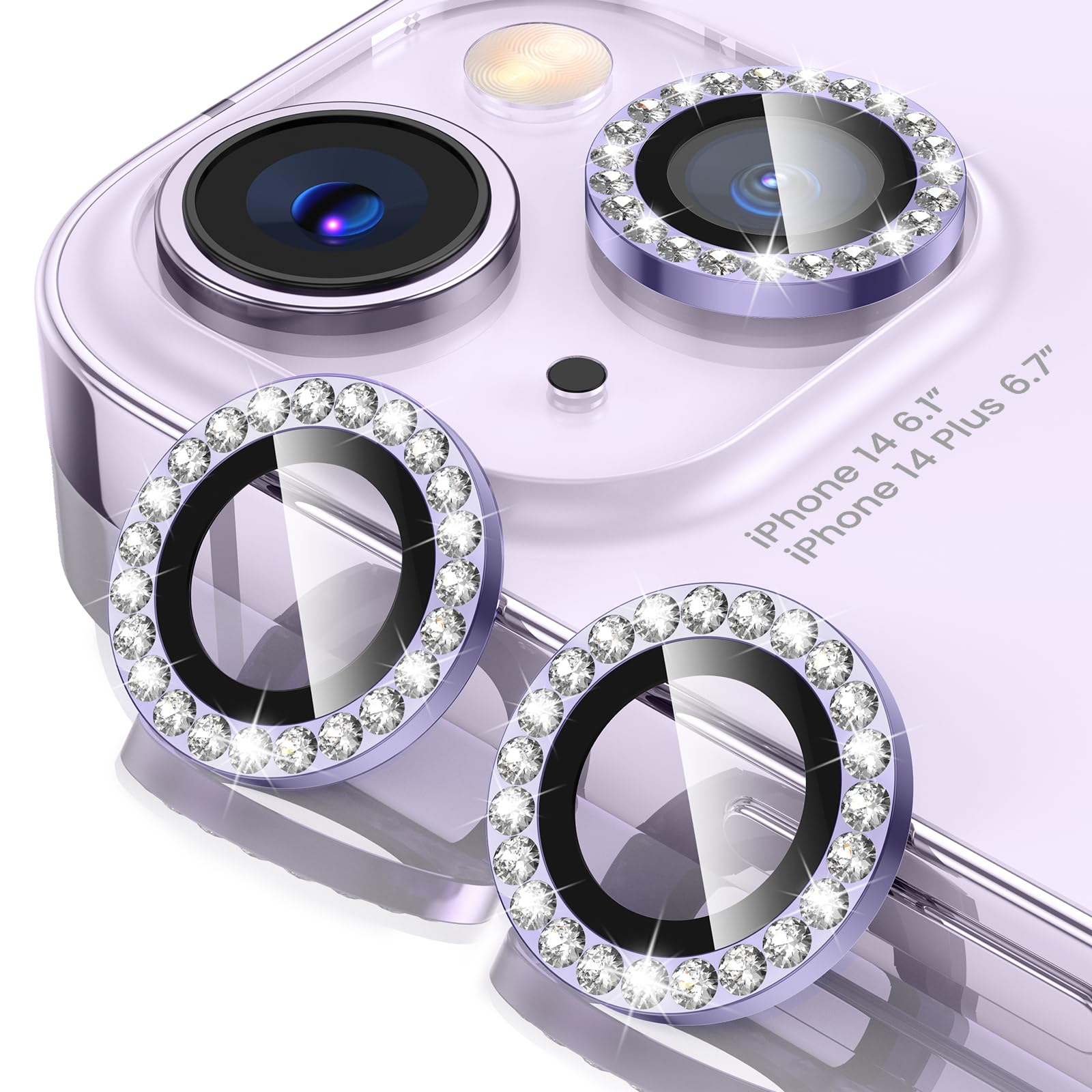 Tensea for iPhone 13 mini/iPhone 13 Camera Lens Protector, 9H Tempered Glass Camera Cover Screen Protector Metal Individual Ring for iPhone 13mini 5.4 inch /13 6.1 inch