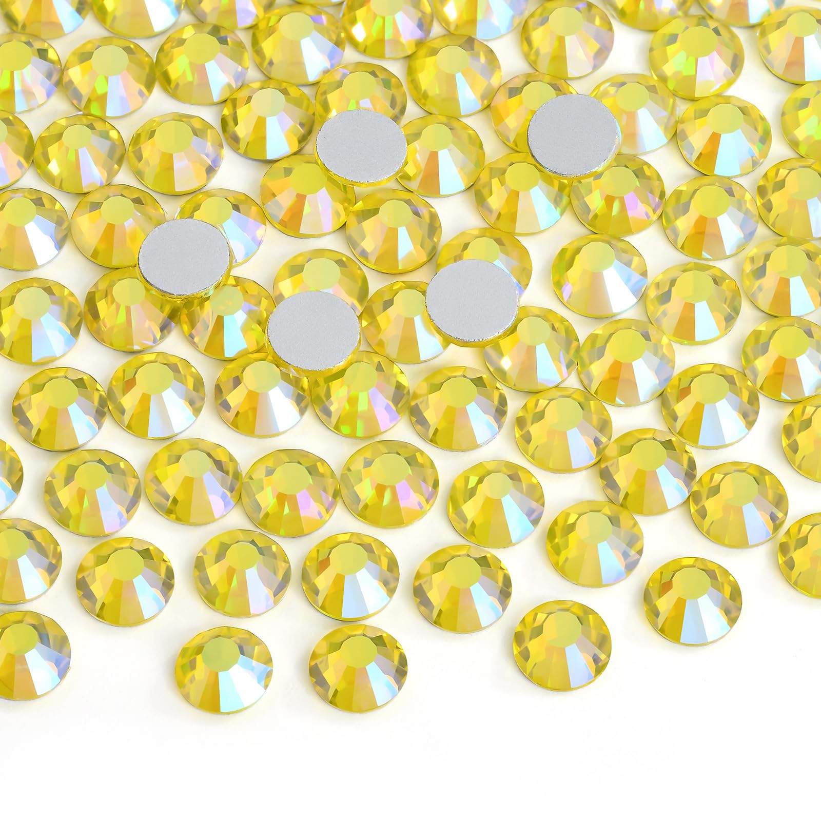 2880 Pieces Flatback Rhinestones Glue Fix Crystal Glass Diamantes Gems for Crafting Nail Art Crafts Decorations Clothes Shoes 1.4 mm (ss3, Amber)