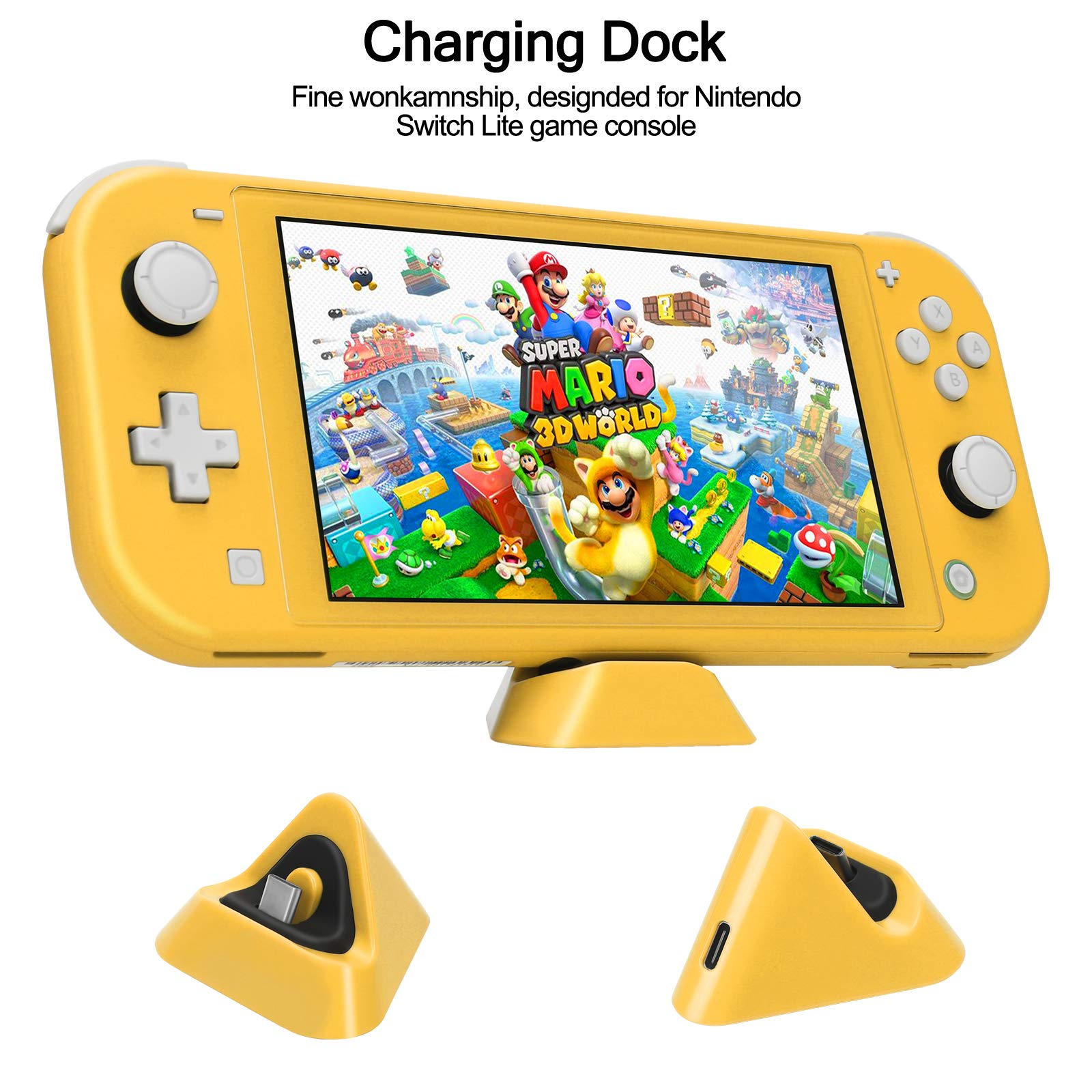 Switch Lite Accessories Bundle, Kit with Carrying Case,TPU Case Cover with Screen Protector,Charging Dock,Playstand, Game Card Case, USB Cable, Stylus,Thumb Grip Caps for Nintendo Switch Lite (Black)