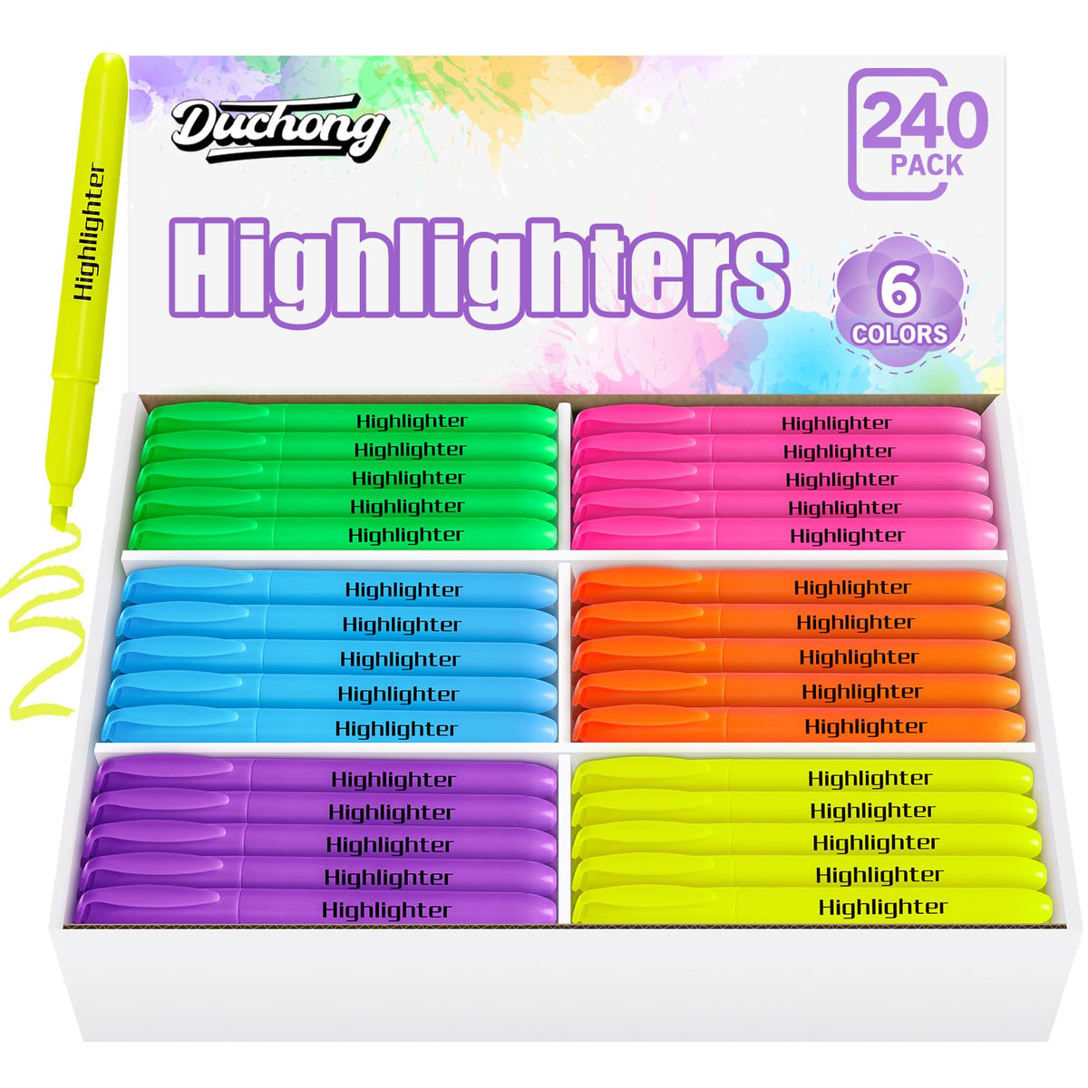 Duchong Highlighters Bulk, 150 Highlighters in 6 Assorted Colors, Chisel Tip Dry-Quickly Highlighter Markers, Office Classroom Must Have, Back to School Supplies for Adult Kids Teachers