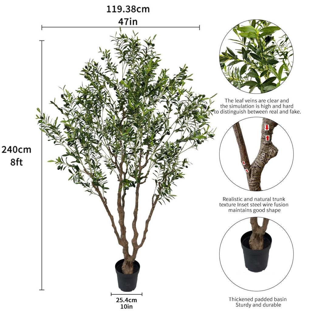 Artificial Olive Tree 7ft(82in,2200+Uv Protection Leaf) Tall,Faux Olive Tree Indoor Artificial Tree for Modern Home Office Living Room Floor Decor Indoor