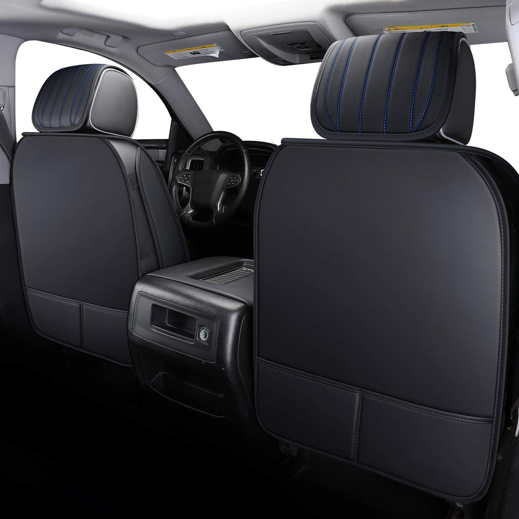 Aierxuan 2Pcs Front Chevy Silverado GMC Sierra Car Seat Covers, Custom Fit 2007-2026 1500 2500 HD 3500 HD Crew, Double, Extended Cab or Pickup Truck, with Waterproof Faux Leather (Black)