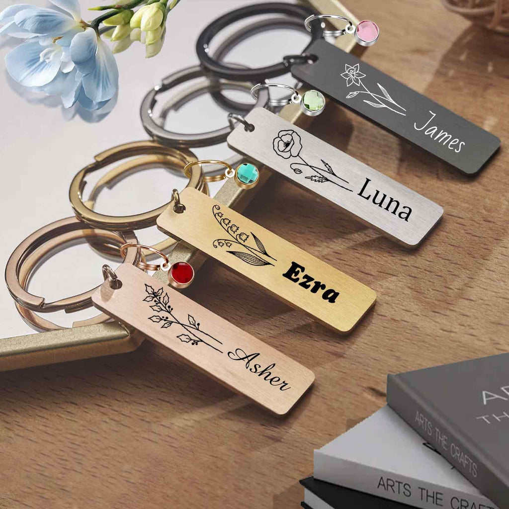 Customized Double-sided Keychain Stainless Steel Personalized Engraved Text Name Keychain Gifts for Men and Women