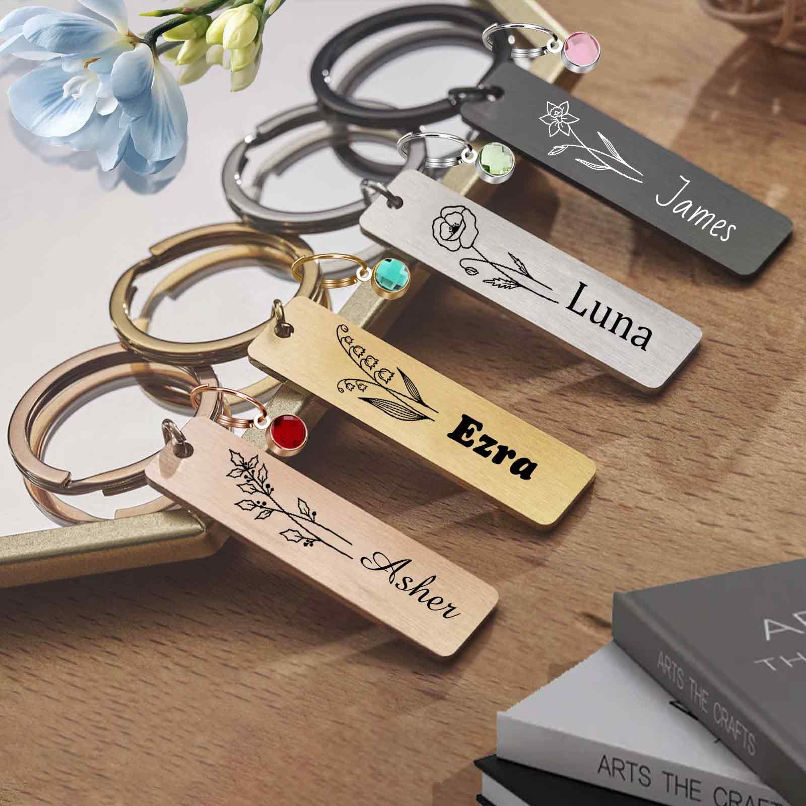 Customized Double-sided Keychain Stainless Steel Personalized Engraved Text Name Keychain Gifts for Men and Women