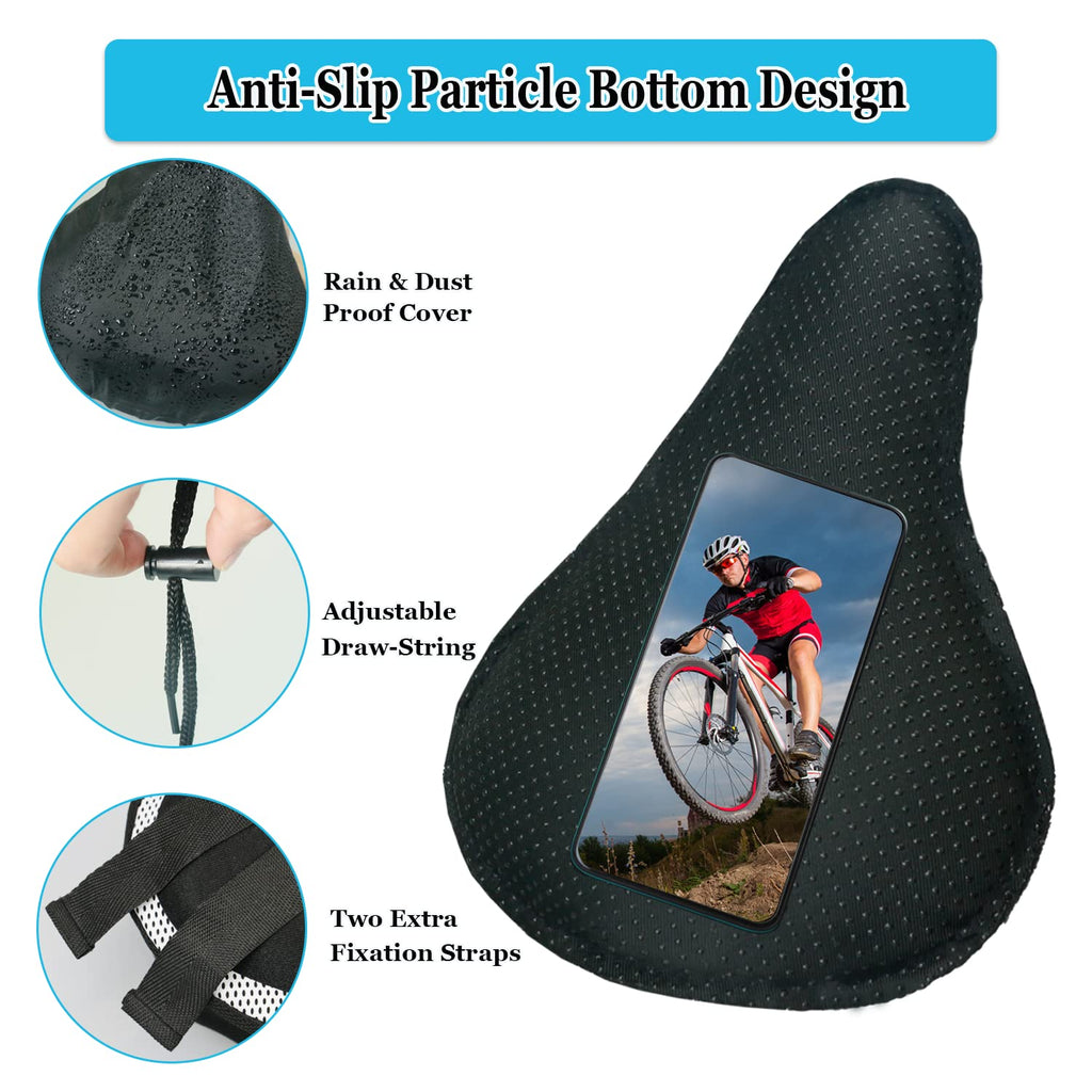 Geronmine Gel Bike Seat Cover Padded Bicycle Saddle Covers for Women & Men, Most Comfortable Exercise Bike Seat Cushion Cover, Soft for Spin Indoor Outdoor Cycling Class Mountain Stationary Bikes