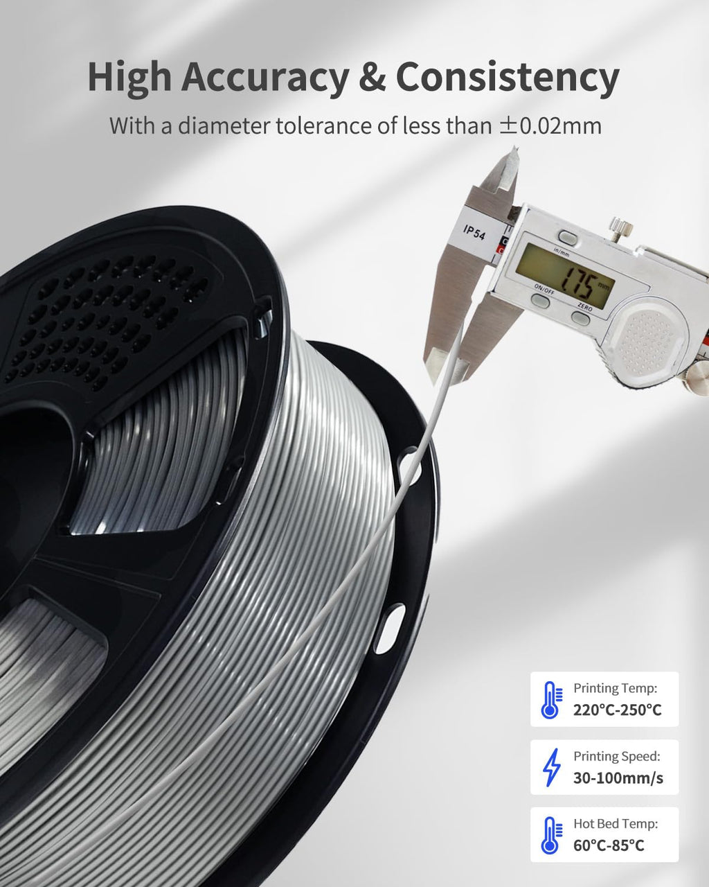 PLA Filament 1.75mm, 3D Printer Filament 1kg Spool (2.2lbs), Neatly Wound, +/- 0.02mm Precision, No Clog/Bubble, Excellent Layer Adhesion, Fits Most FDM Printers, Apple Green