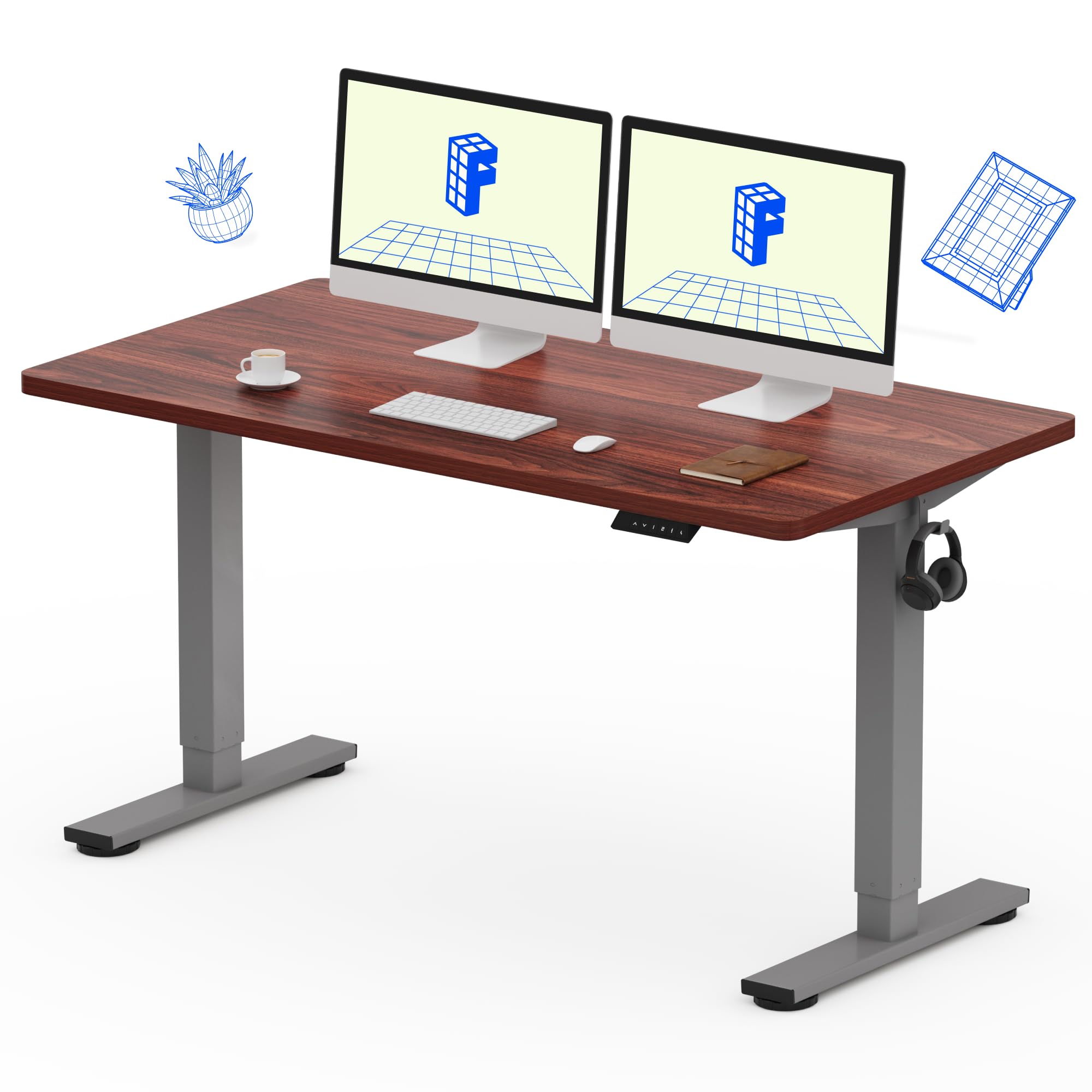 FLEXISPOT EN1 One-Piece Standing Desk, Electric Adjustable with 4 Memory Presets, 176 LBS Capacity, Stable & Quiet, Seamless Desktop for Home Office & Dual Monitors, 40"x24" Black